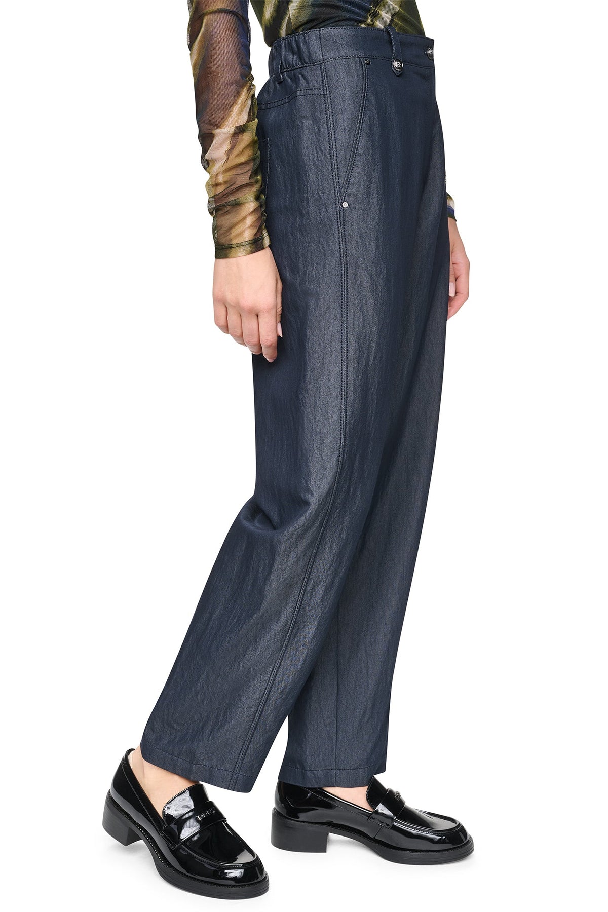 MID-RISE WASHED INDIGO WIDE LEG PANT