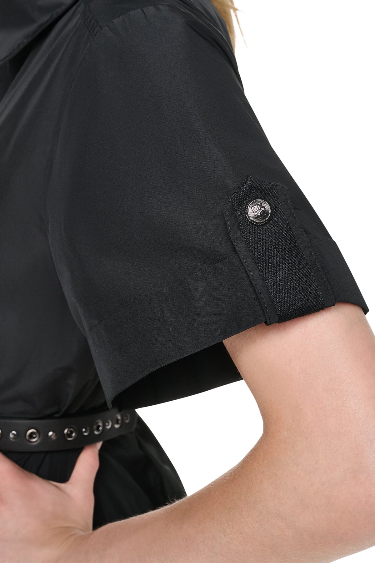 MEMORY TAFFETA ZIP FRONT DRESS