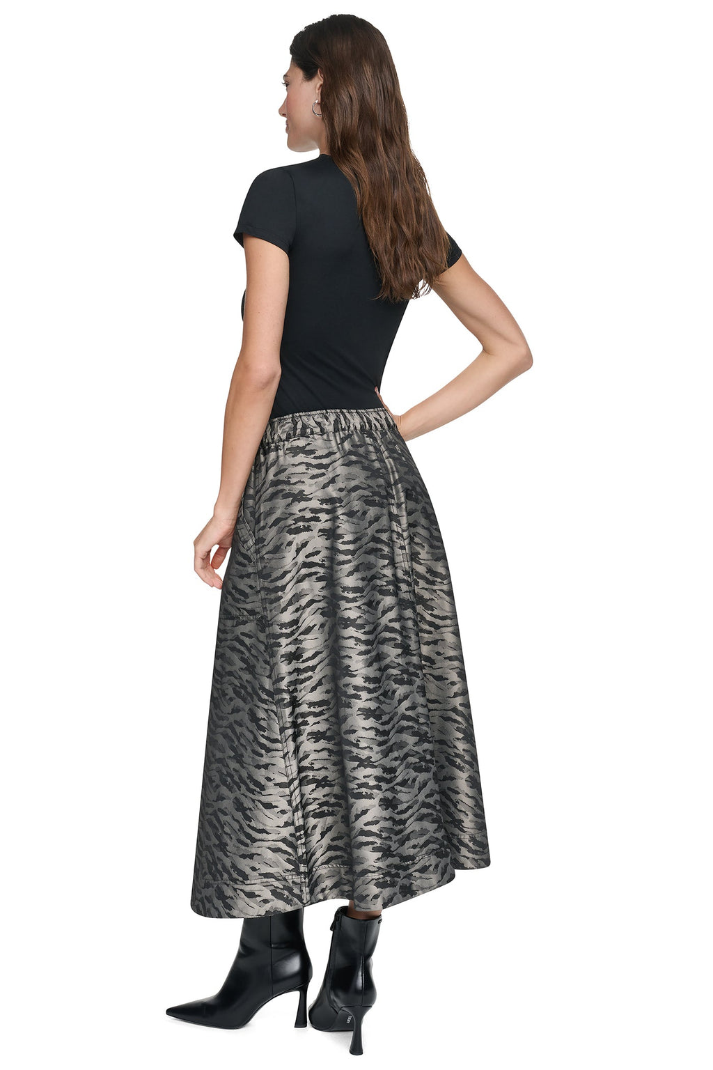 FRONT ZIP ANIMAL JACQUARD SKIRT