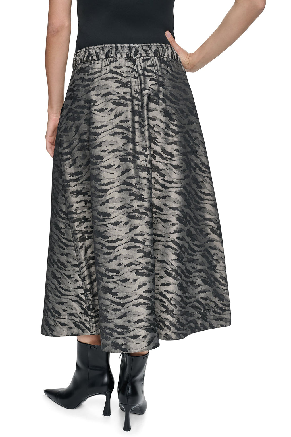 FRONT ZIP ANIMAL JACQUARD SKIRT