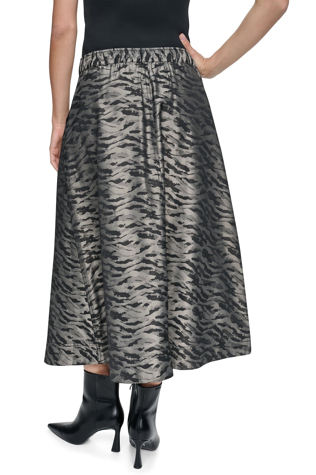 FRONT ZIP ANIMAL JACQUARD SKIRT
