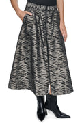 FRONT ZIP ANIMAL JACQUARD SKIRT