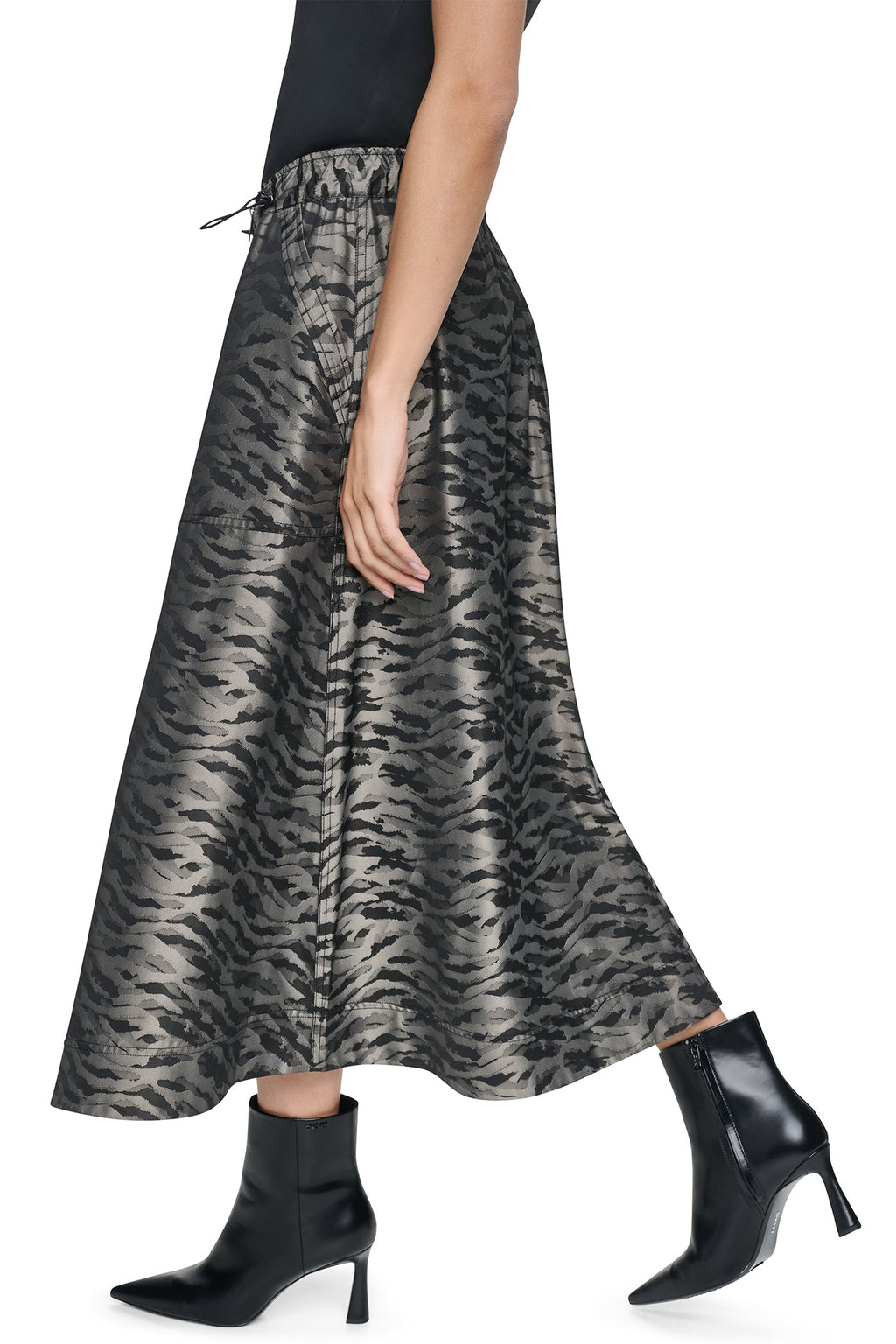 FRONT ZIP ANIMAL JACQUARD SKIRT