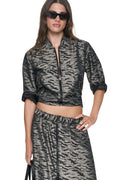 3/4 SLEEVE ANIMAL JACQUARD BOMBER JACKET