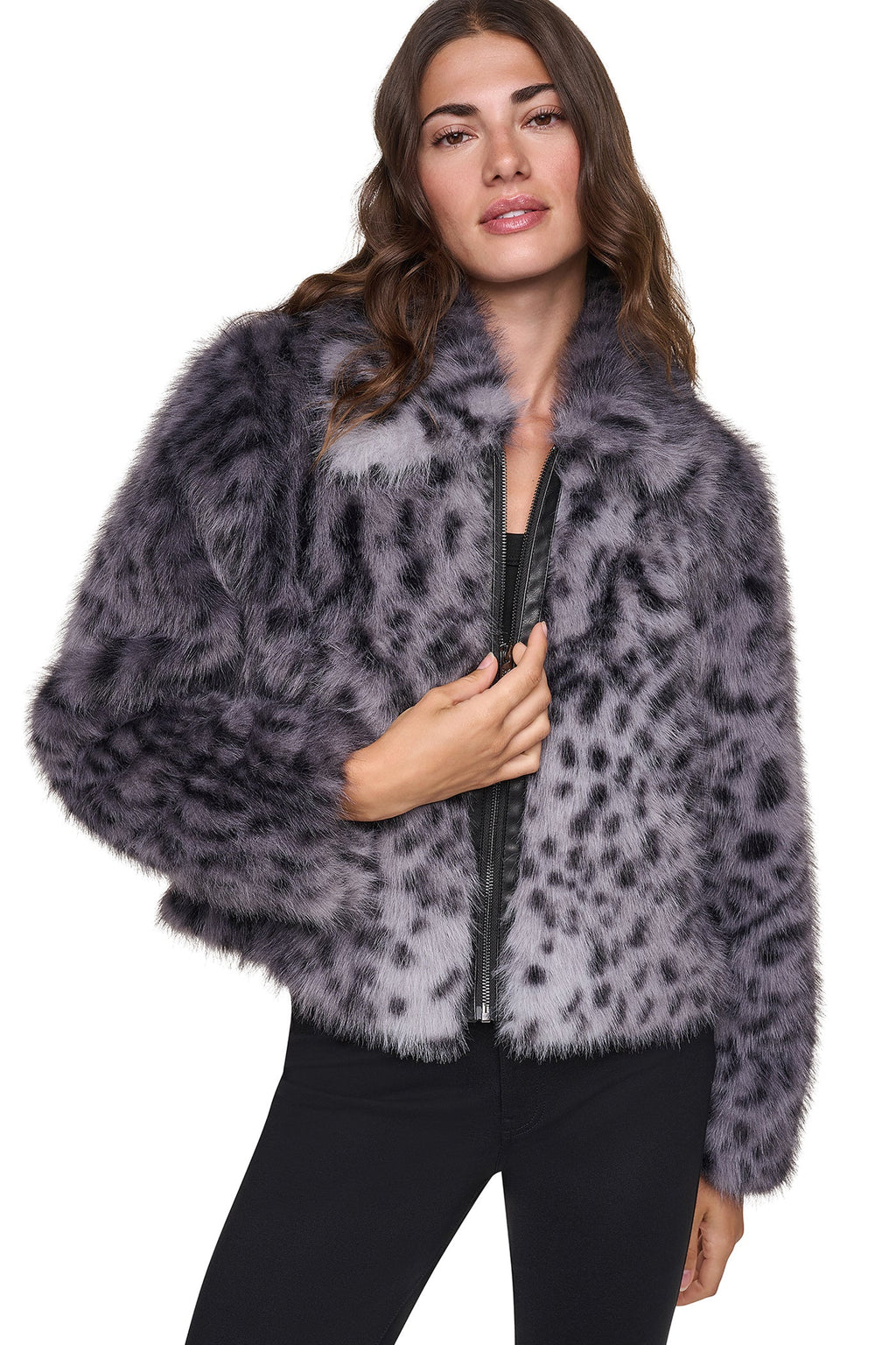 FAUX FUR ANIMAL PRINT JACKET