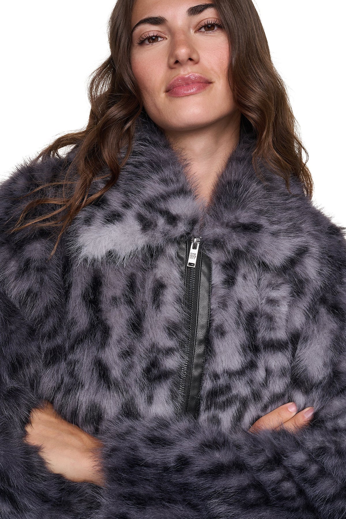 FAUX FUR ANIMAL PRINT JACKET