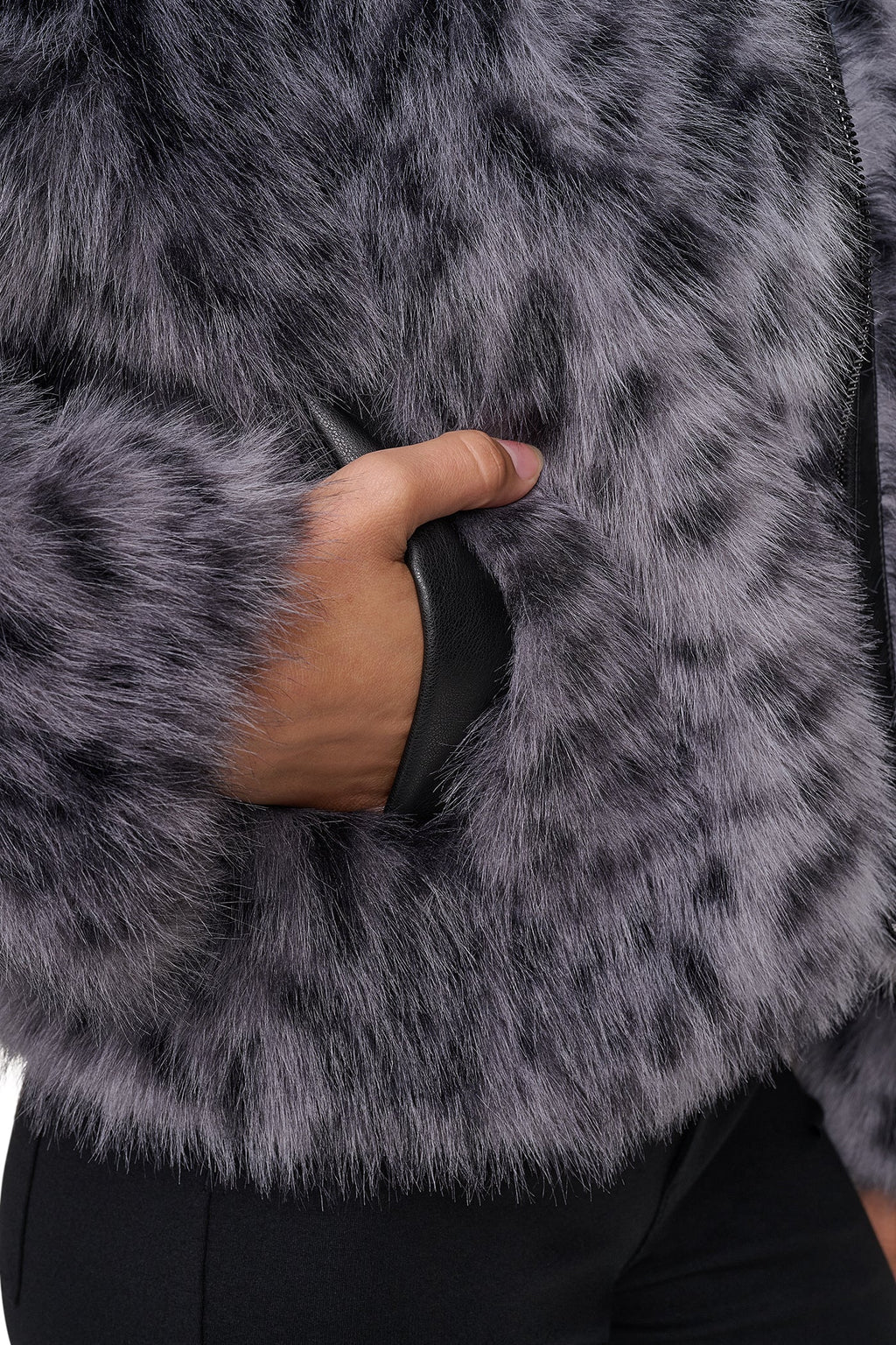 FAUX FUR ANIMAL PRINT JACKET