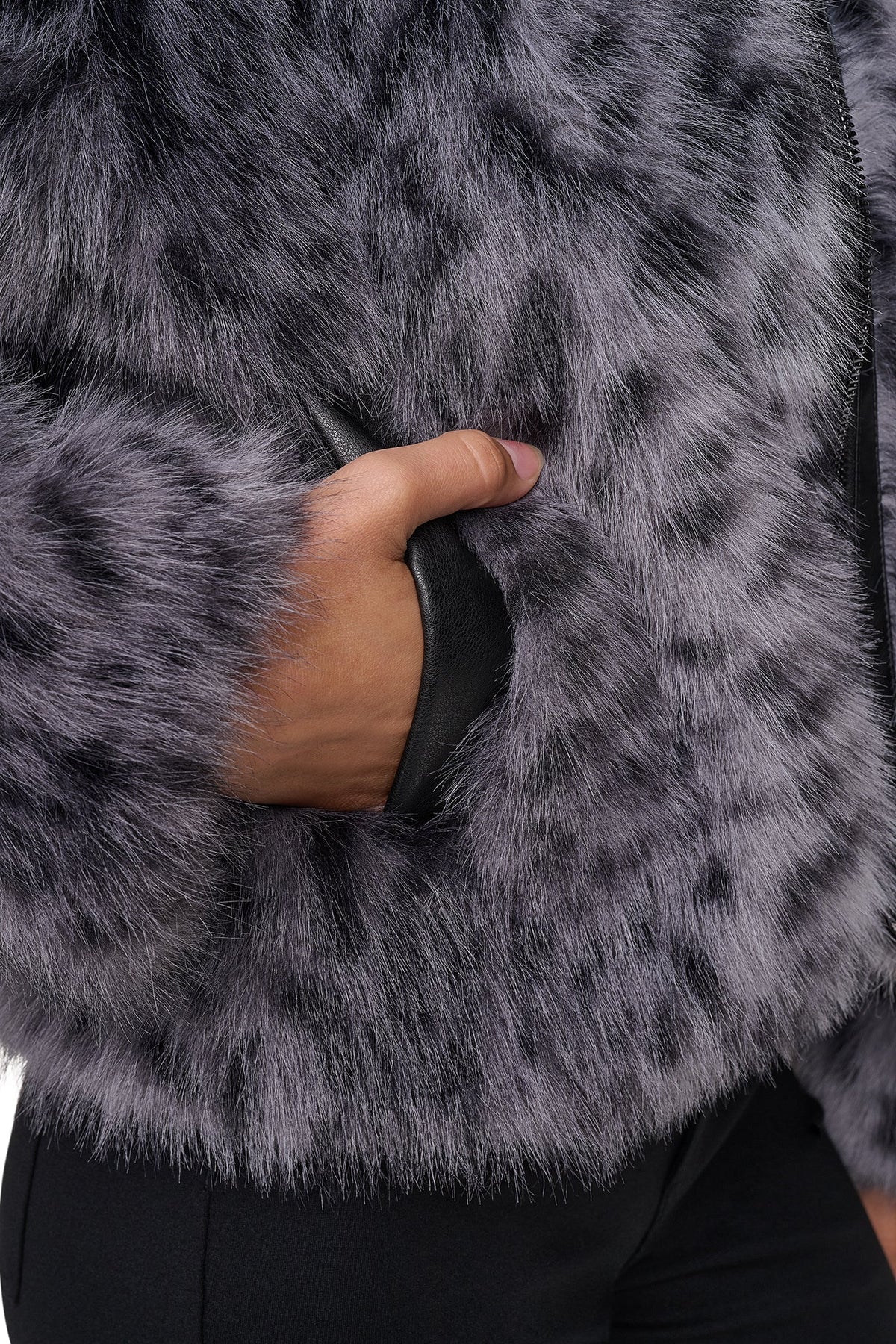 FAUX FUR ANIMAL PRINT JACKET