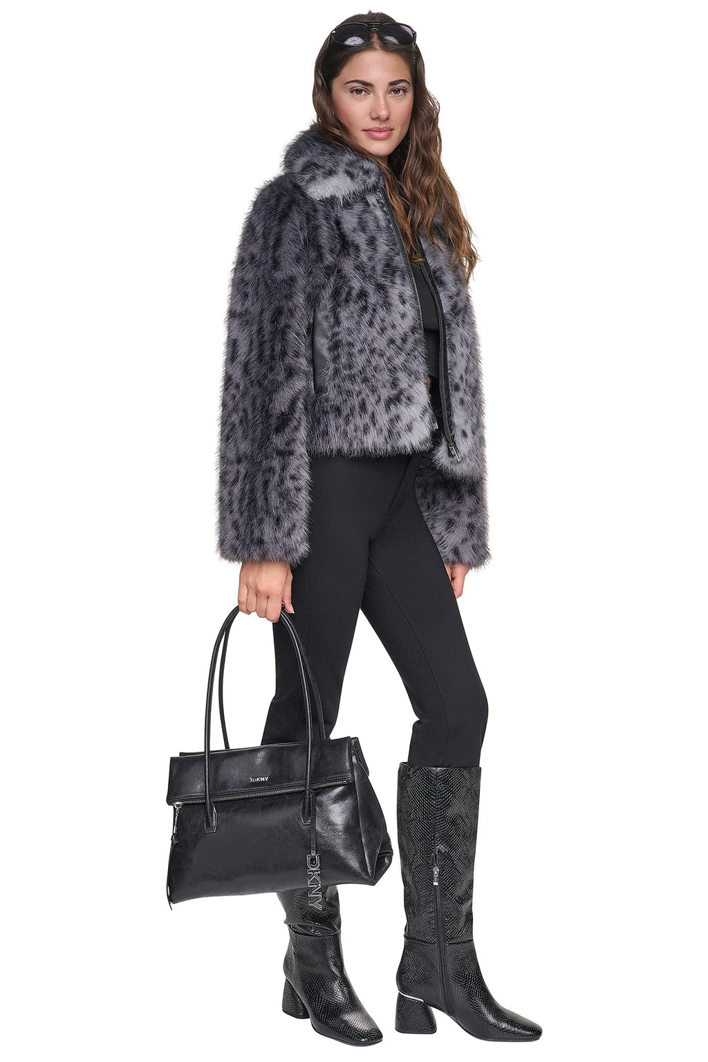 FAUX FUR ANIMAL PRINT JACKET