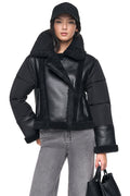 PUFF SLEEVE FAUX SHEARLING JACKET