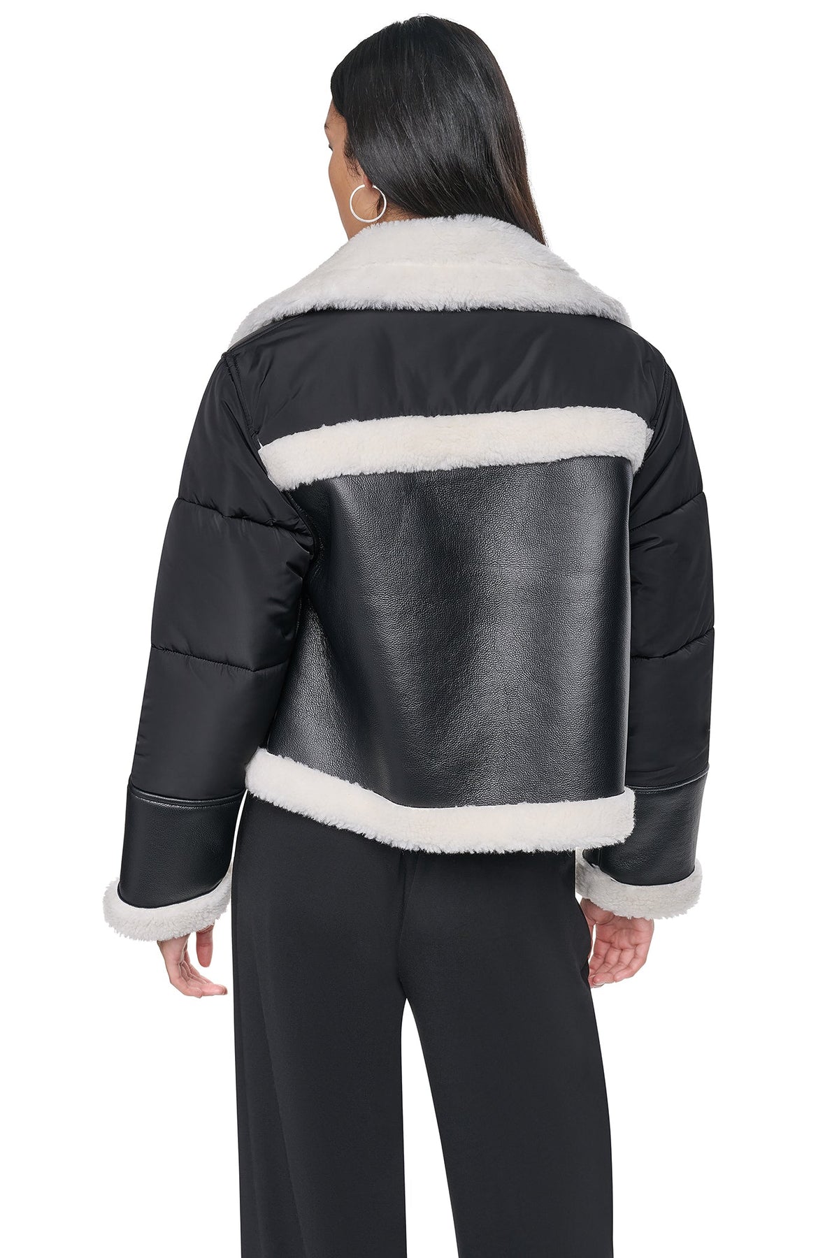 PUFF SLEEVE FAUX SHEARLING JACKET