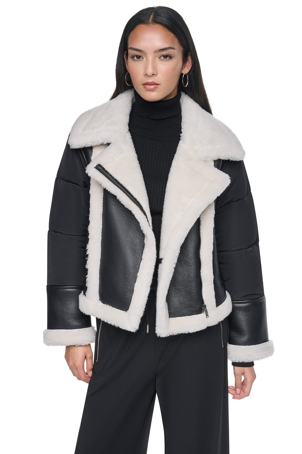 PUFF SLEEVE FAUX SHEARLING JACKET
