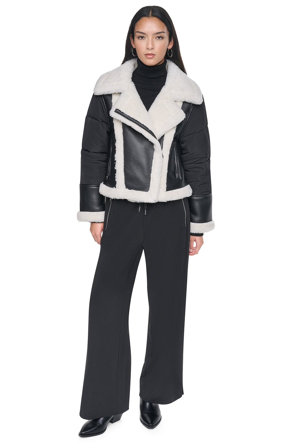 PUFF SLEEVE FAUX SHEARLING JACKET