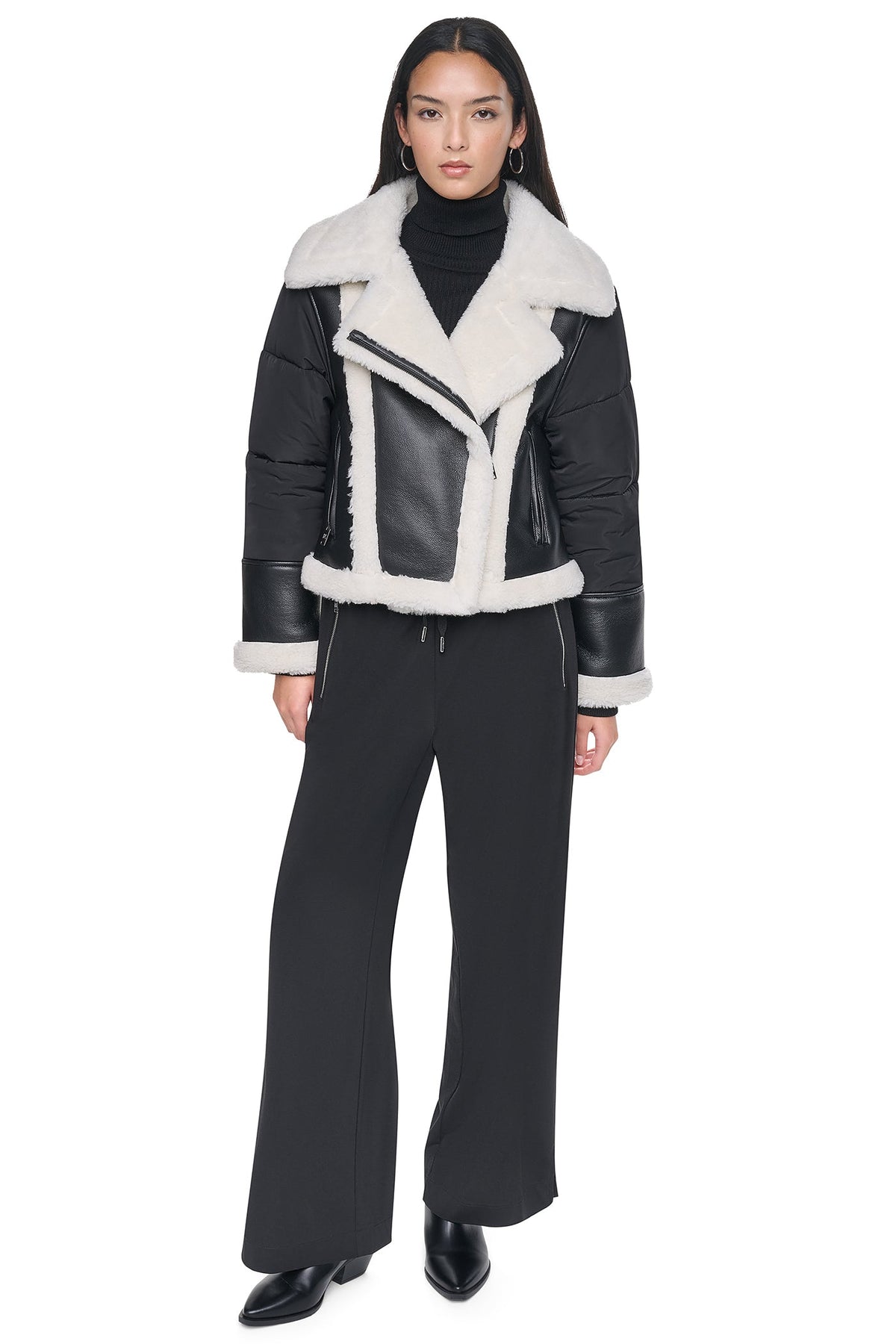 PUFF SLEEVE FAUX SHEARLING JACKET