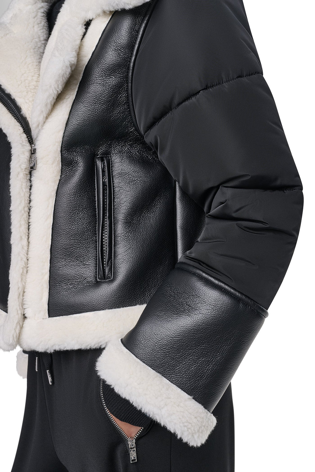 PUFF SLEEVE FAUX SHEARLING JACKET