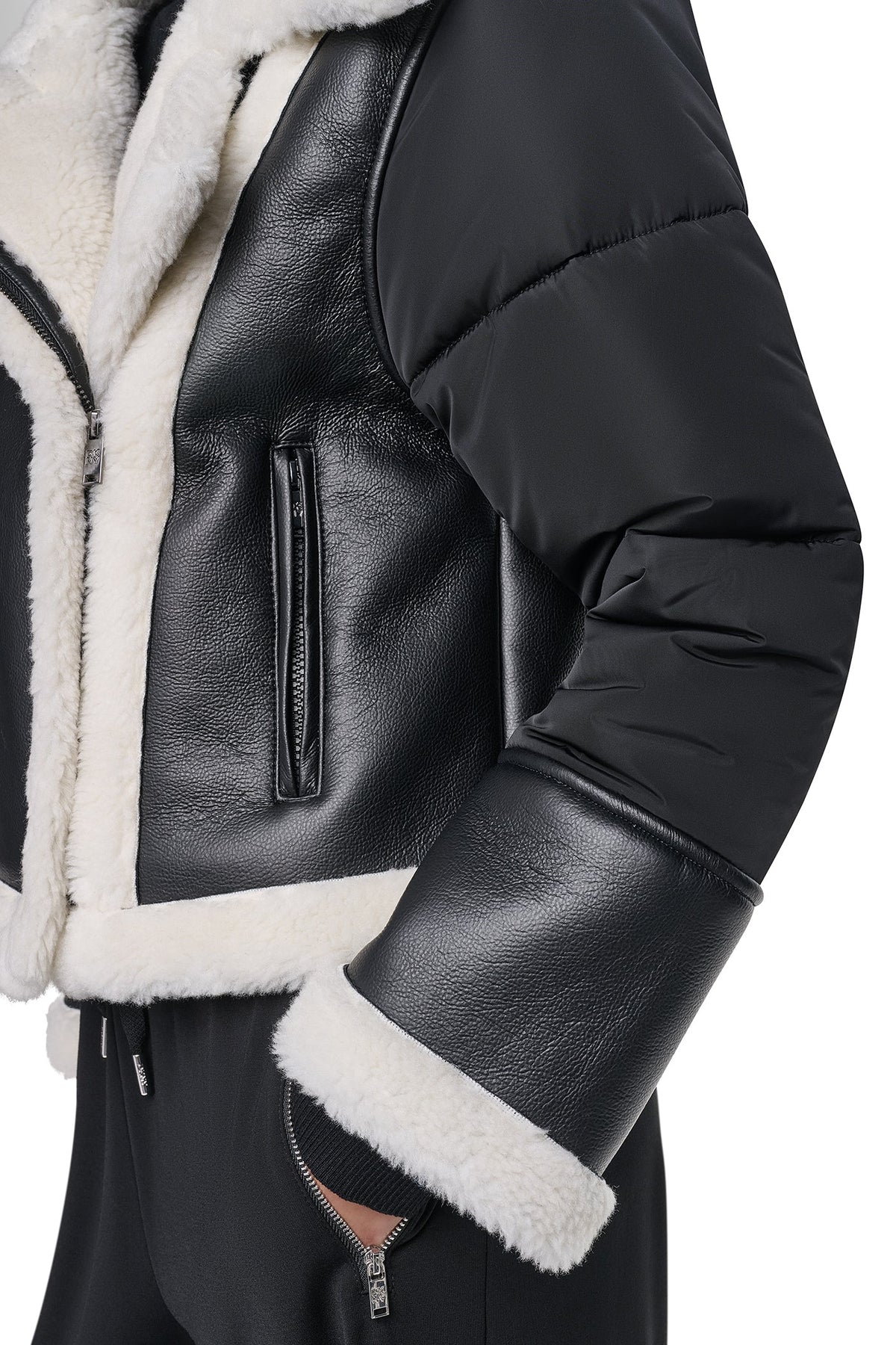 PUFF SLEEVE FAUX SHEARLING JACKET