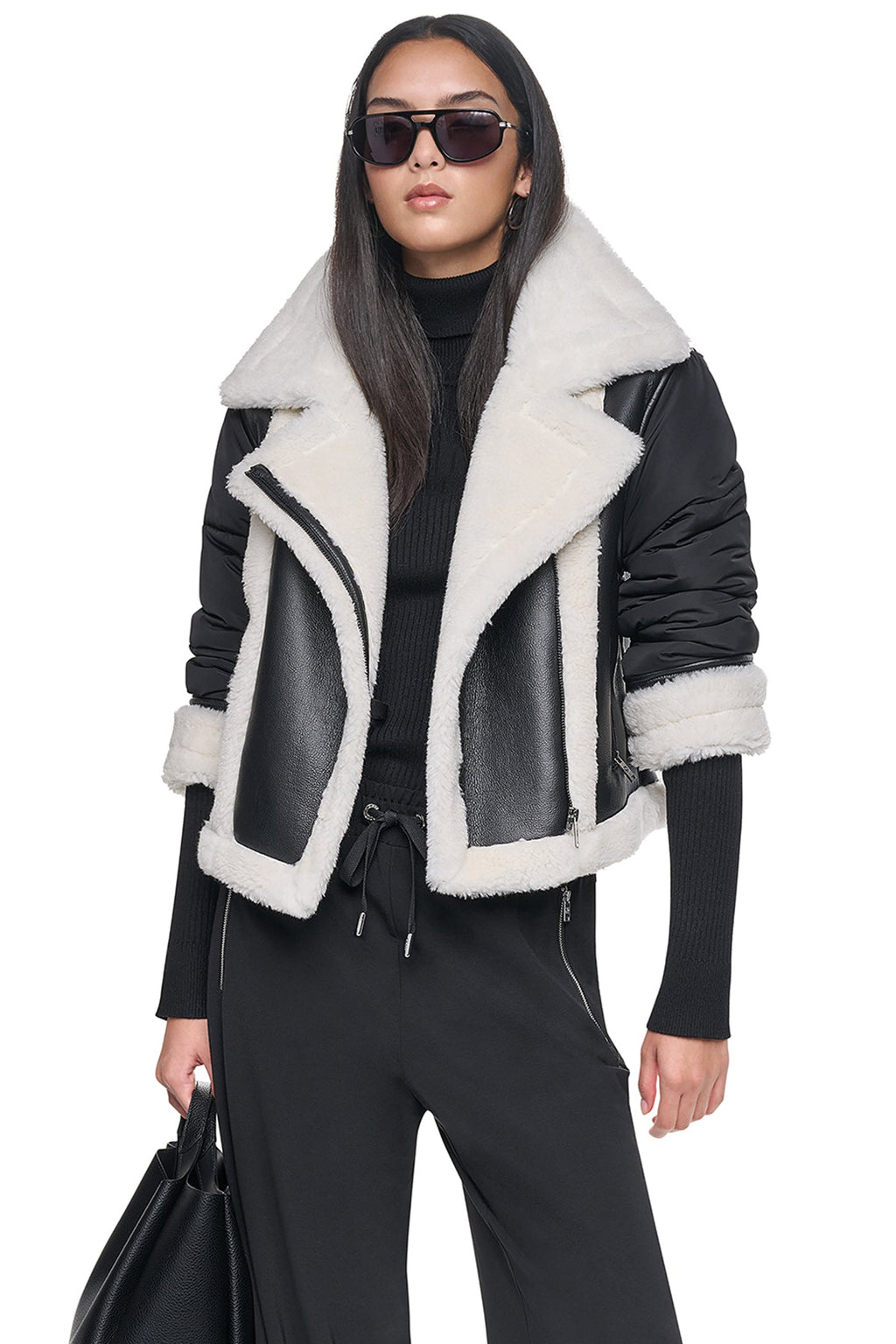PUFF SLEEVE FAUX SHEARLING JACKET