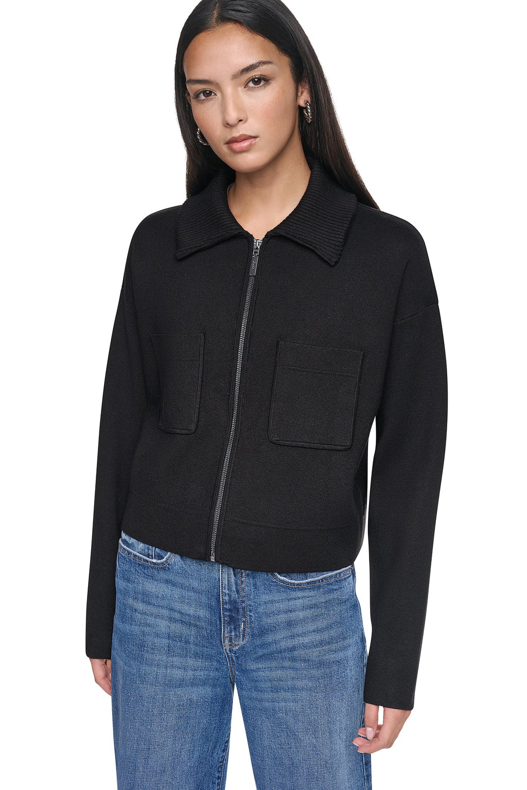 ZIP-FRONT SWEATER JACKET