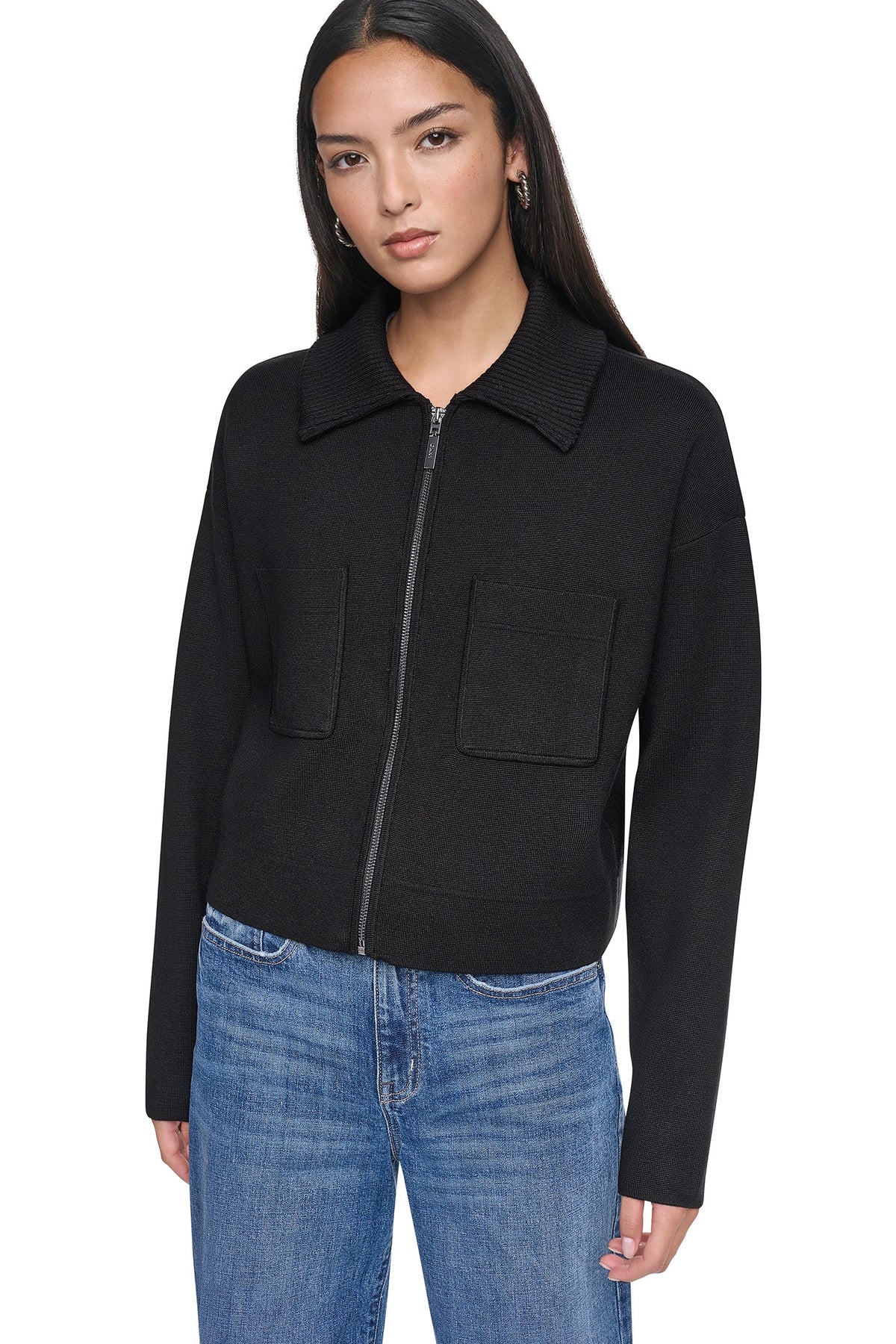ZIP-FRONT SWEATER JACKET