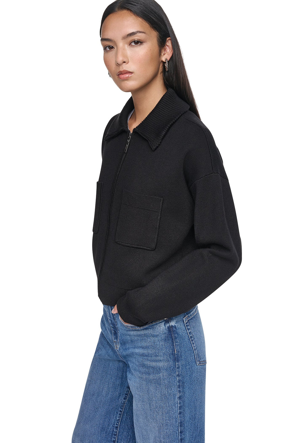 ZIP-FRONT SWEATER JACKET