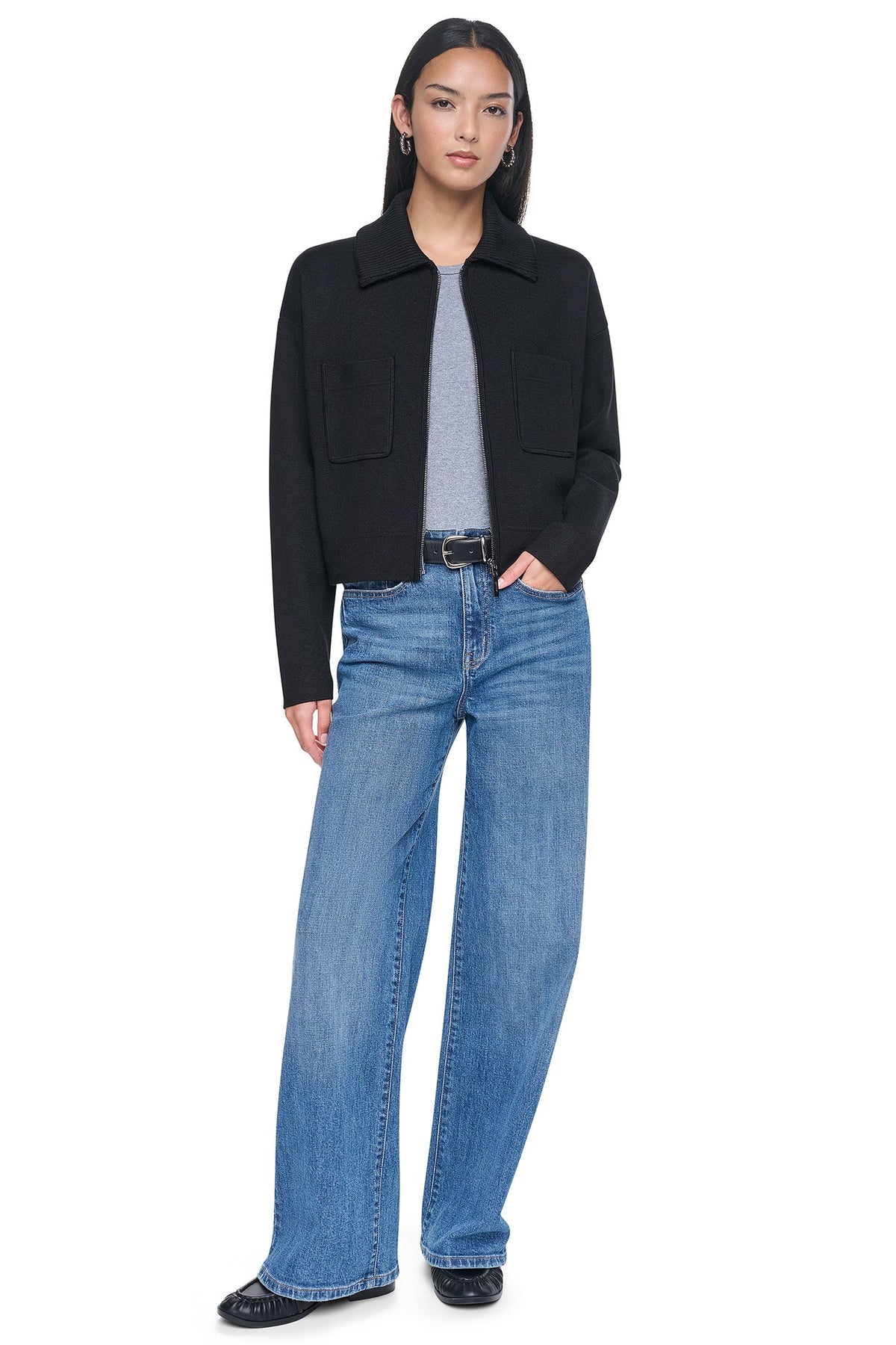 ZIP-FRONT SWEATER JACKET
