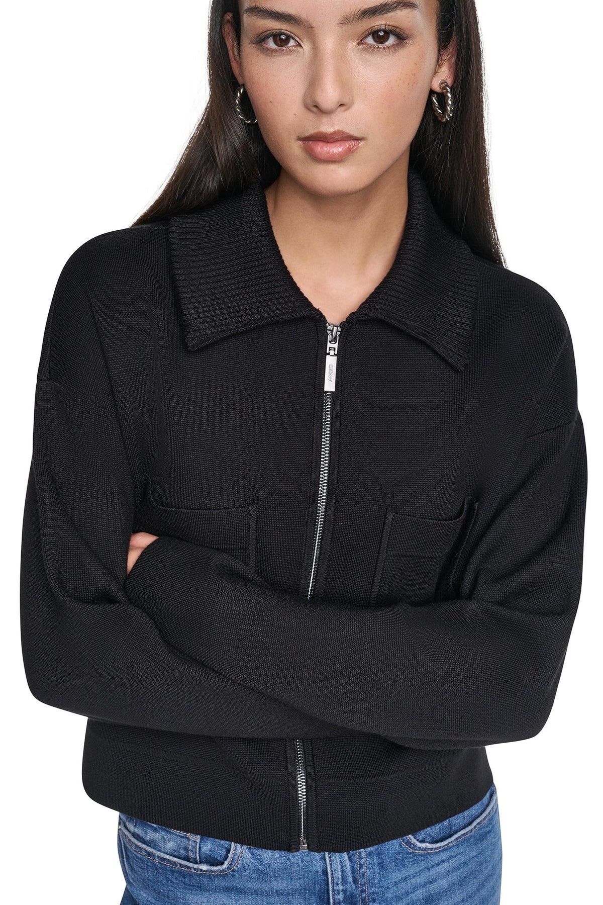 ZIP-FRONT SWEATER JACKET