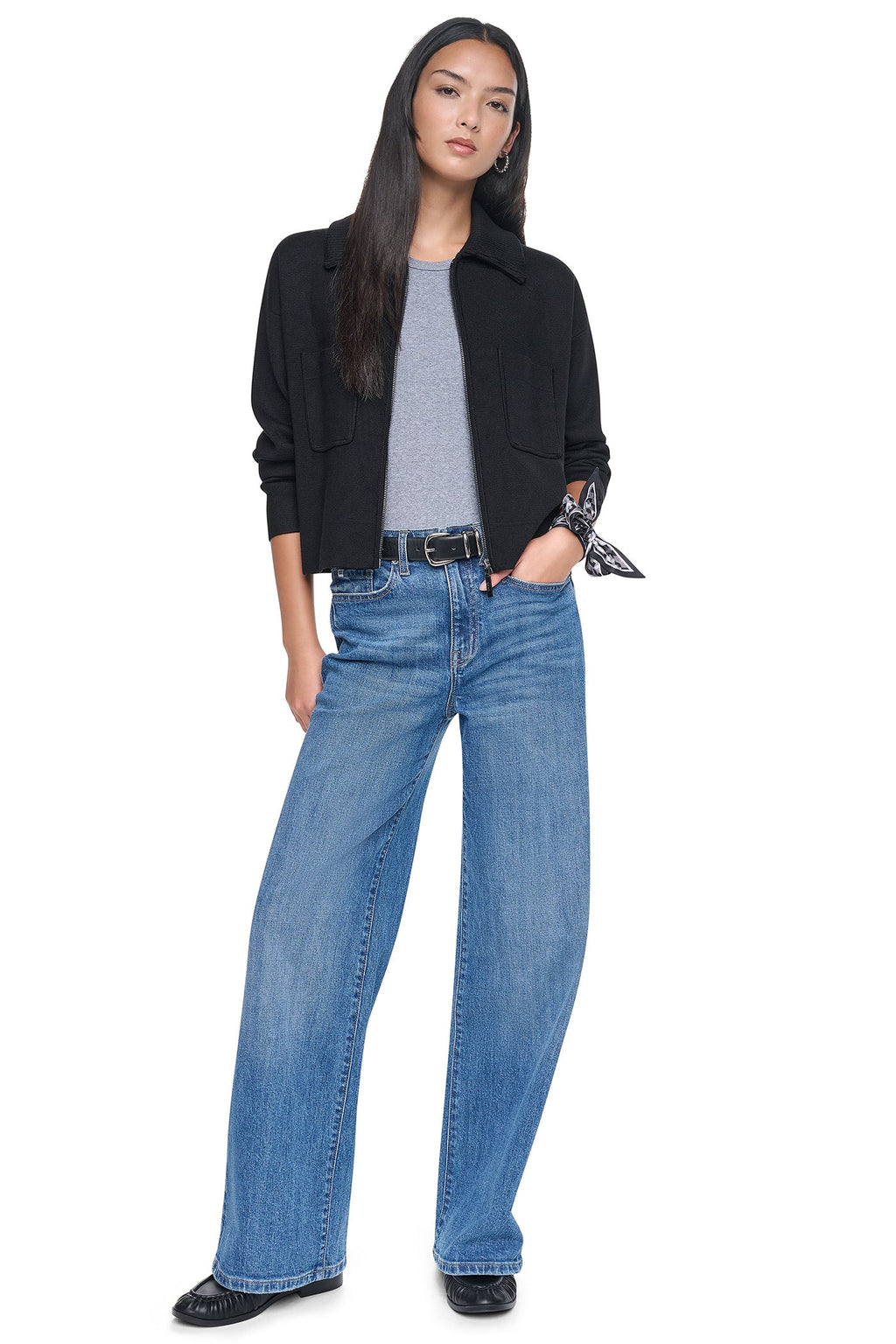 ZIP-FRONT SWEATER JACKET