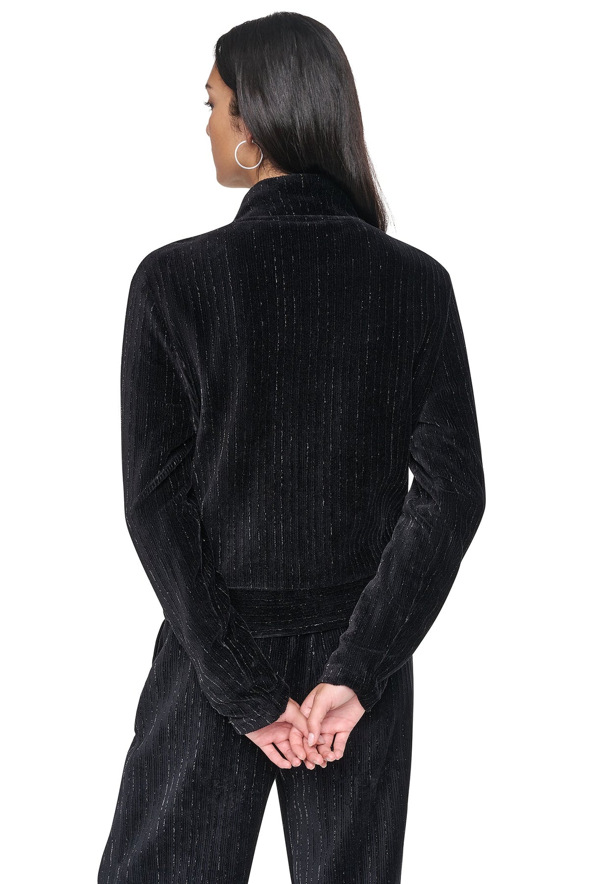 METALLIC VELVET KNIT JACKET