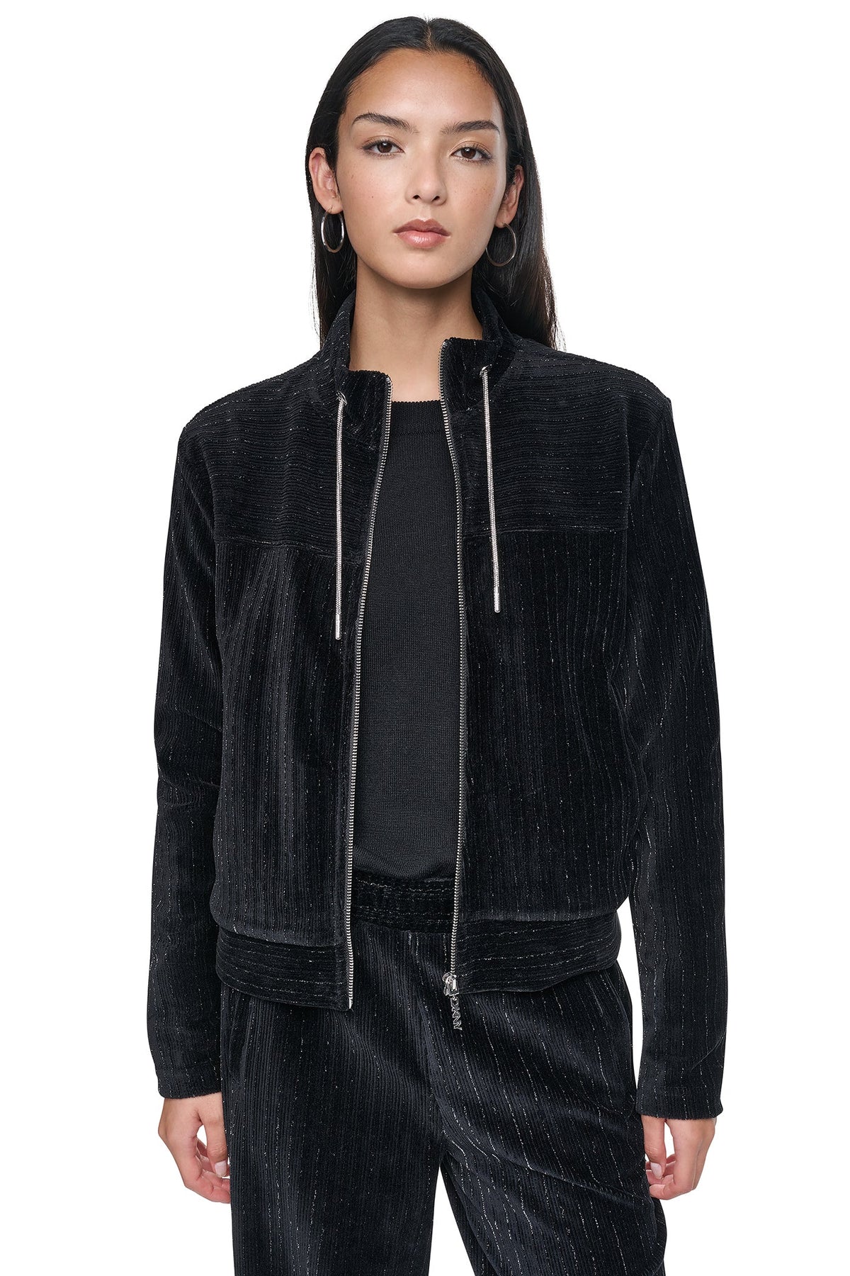 METALLIC VELVET KNIT JACKET