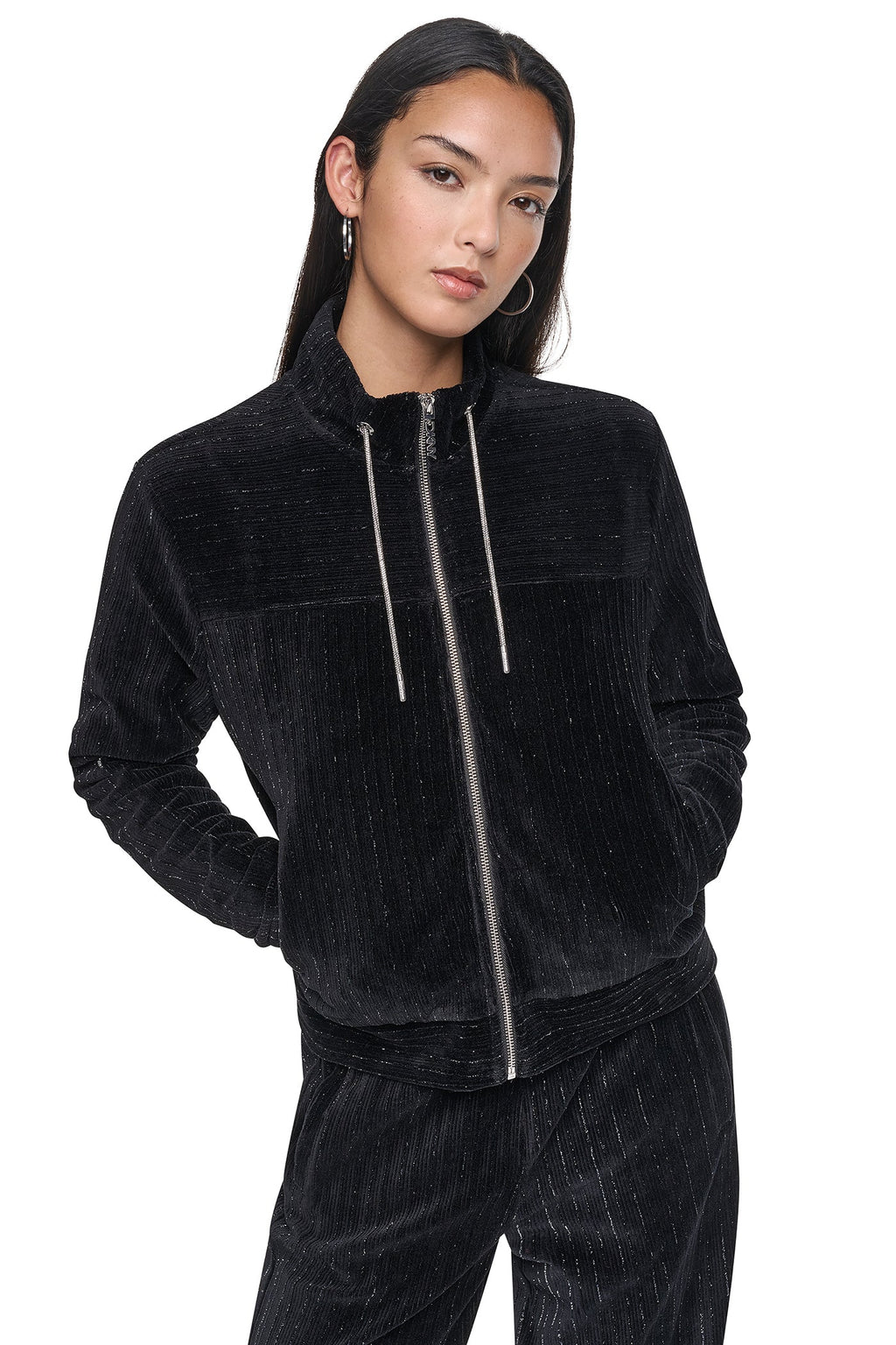 METALLIC VELVET KNIT JACKET