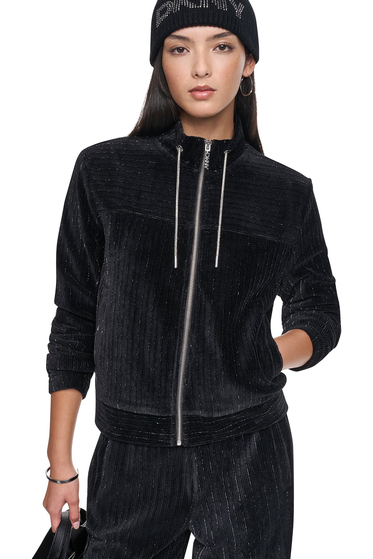 METALLIC VELVET KNIT JACKET
