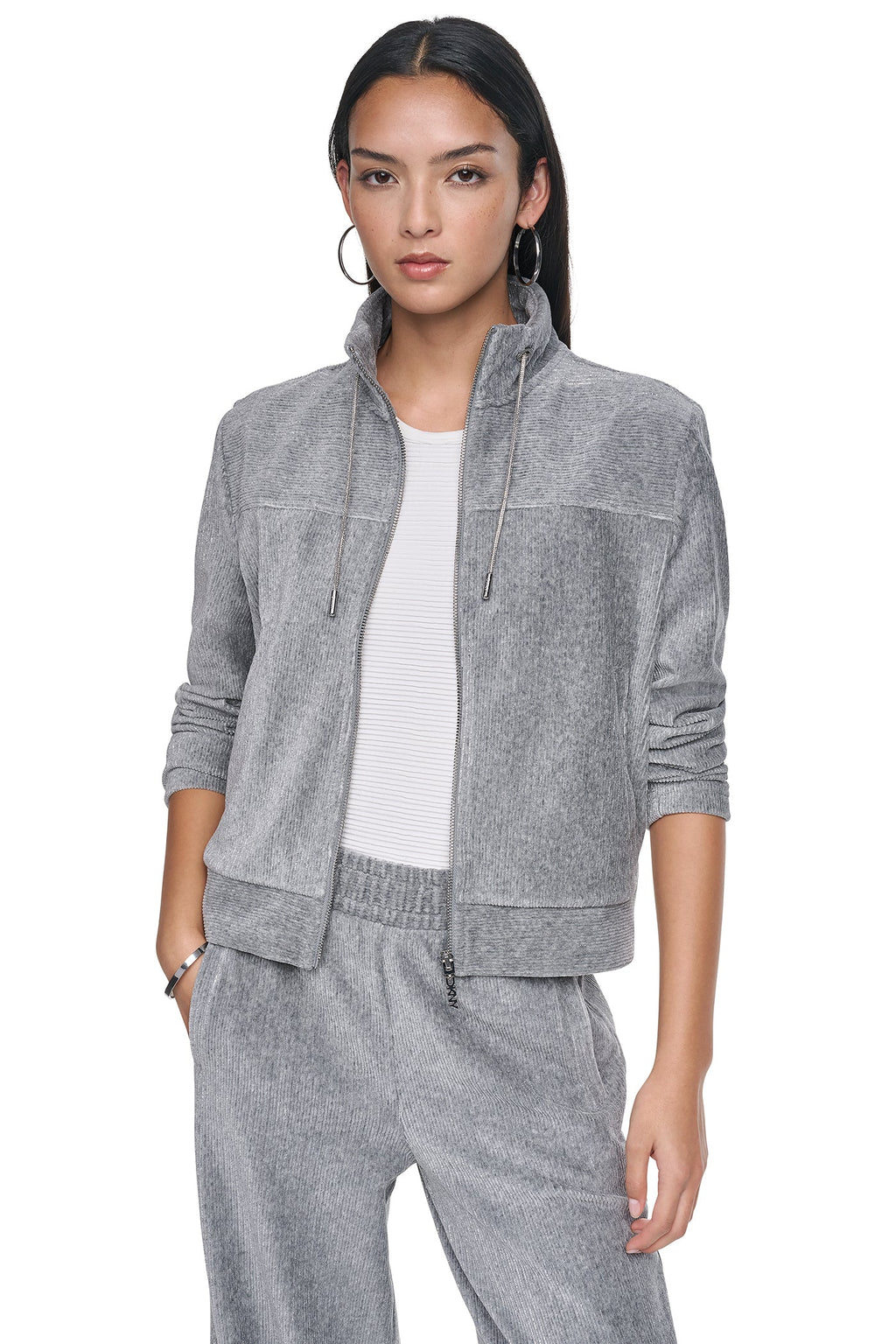 METALLIC VELVET KNIT JACKET