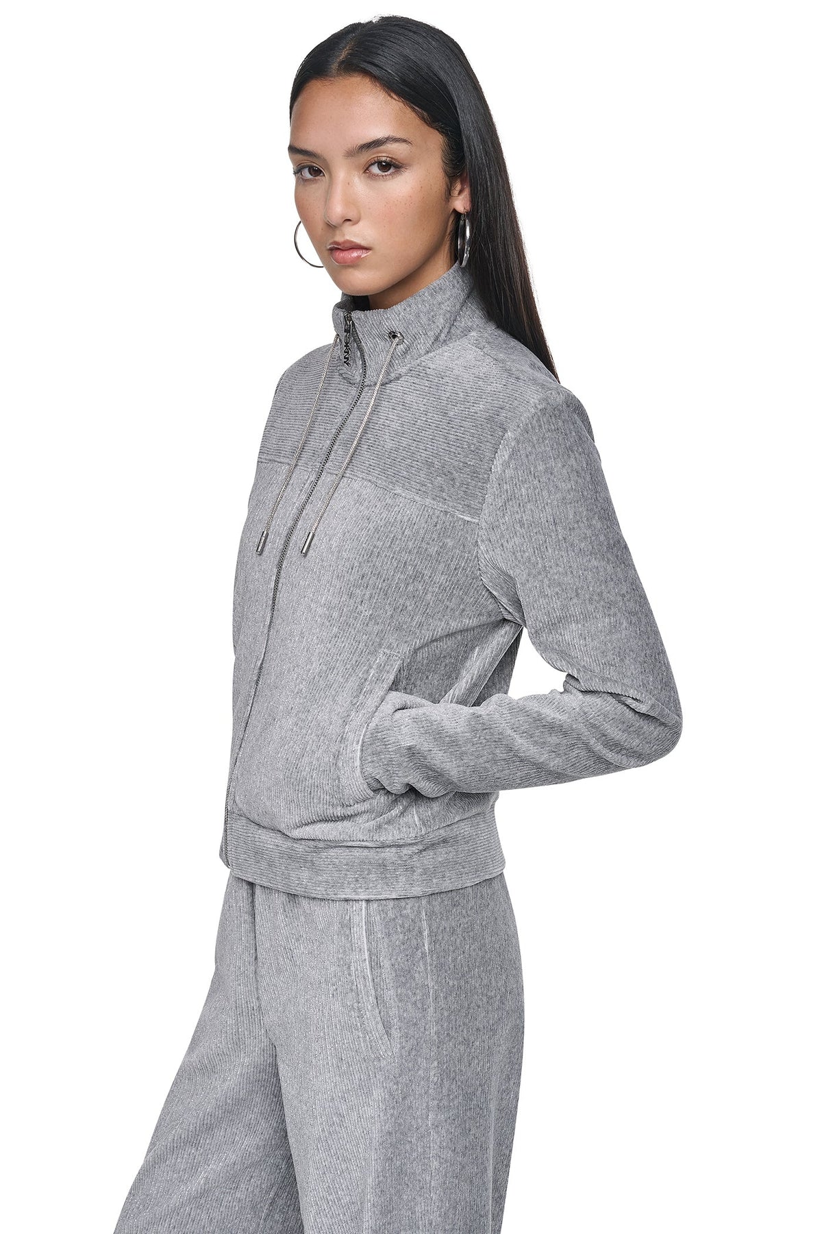 METALLIC VELVET KNIT JACKET