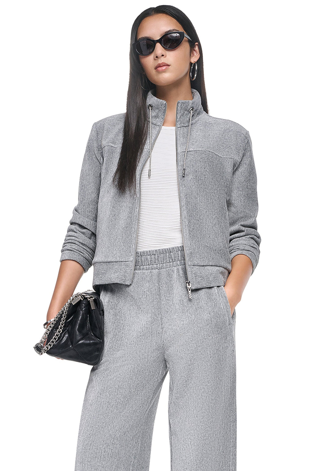 METALLIC VELVET KNIT JACKET