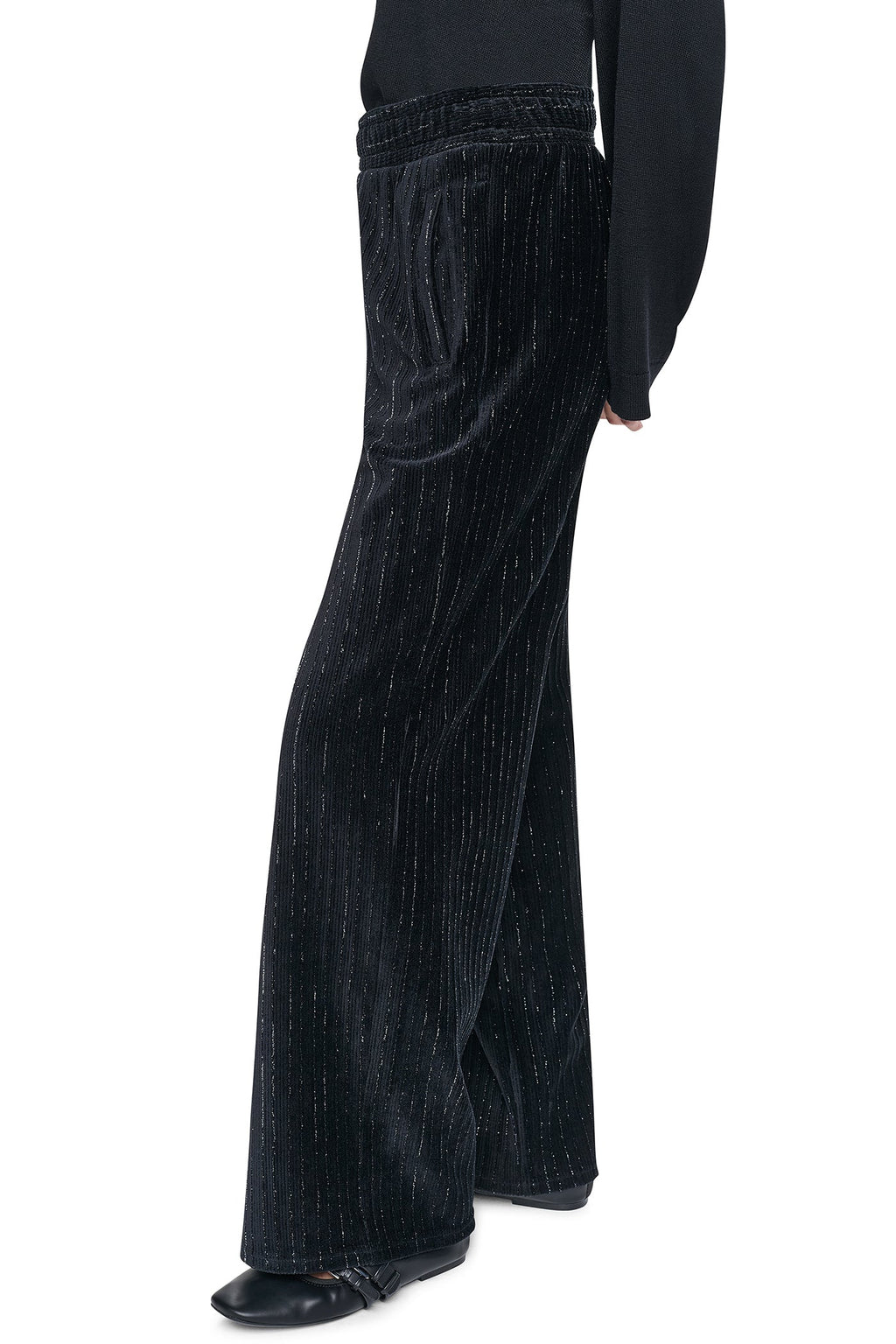 METALLIC VELVET PULL ON SWEATER PANT