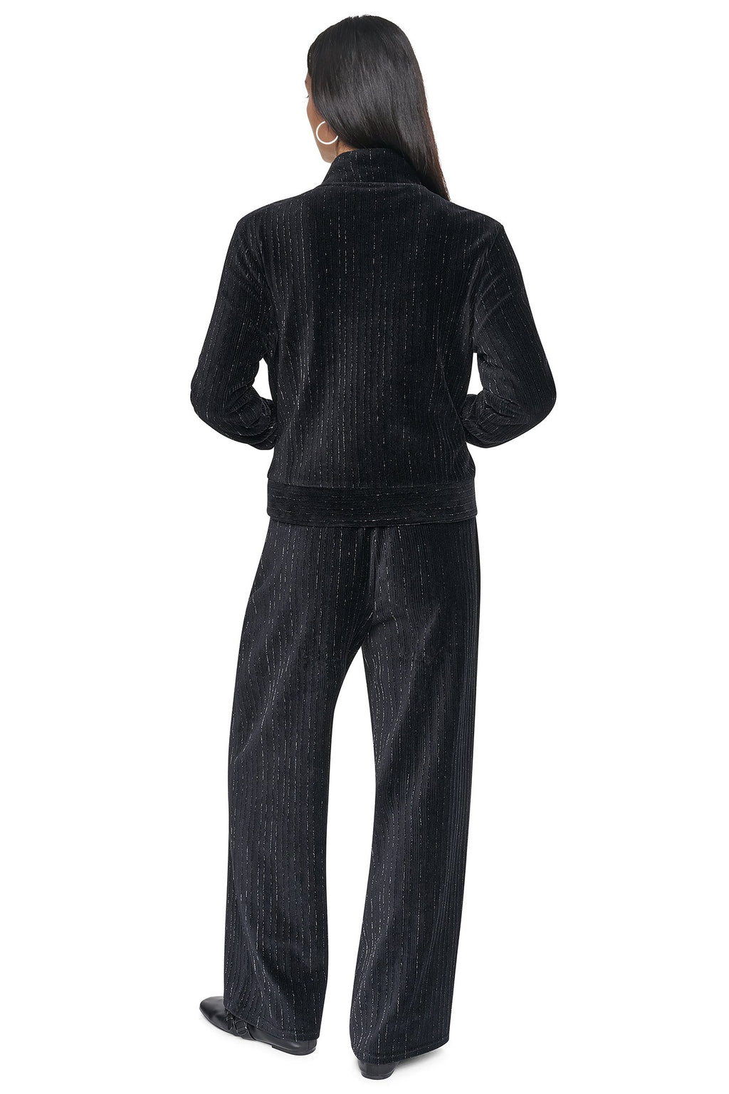 METALLIC VELVET PULL ON SWEATER PANT