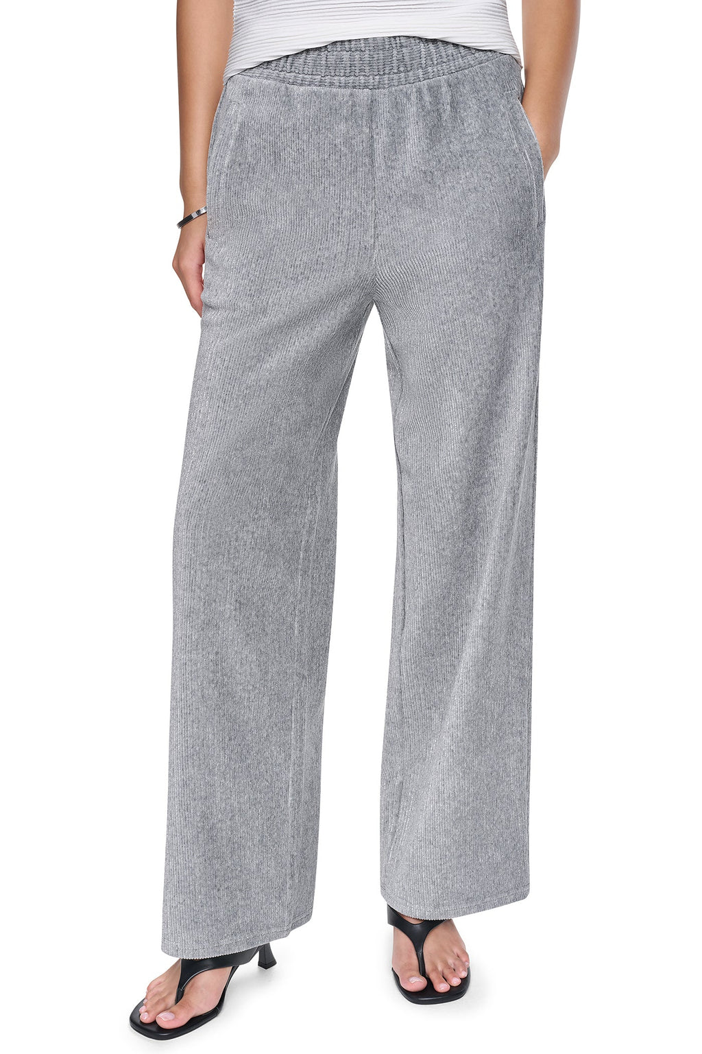 METALLIC VELVET PULL ON SWEATER PANT