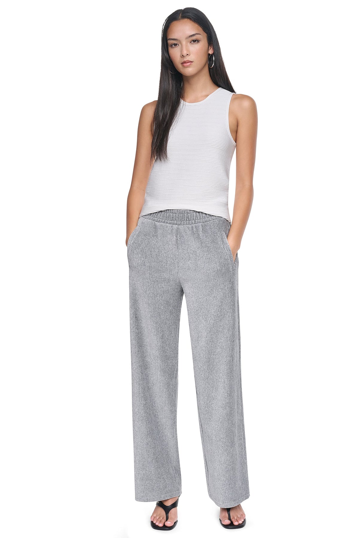 METALLIC VELVET PULL ON SWEATER PANT