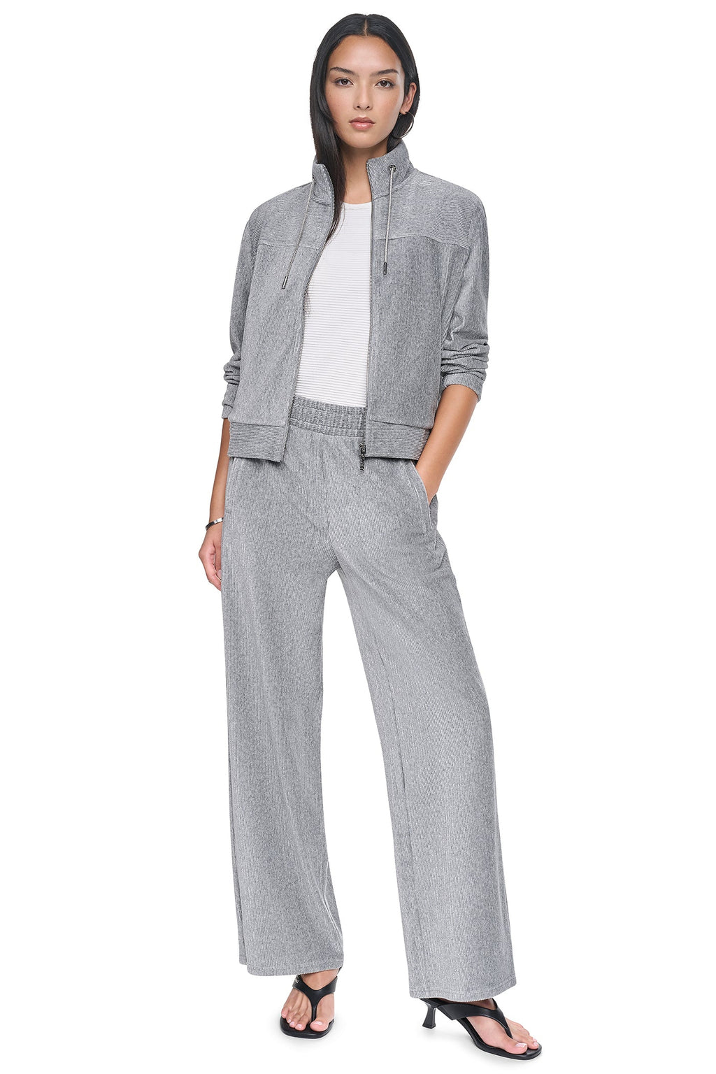 METALLIC VELVET PULL ON SWEATER PANT