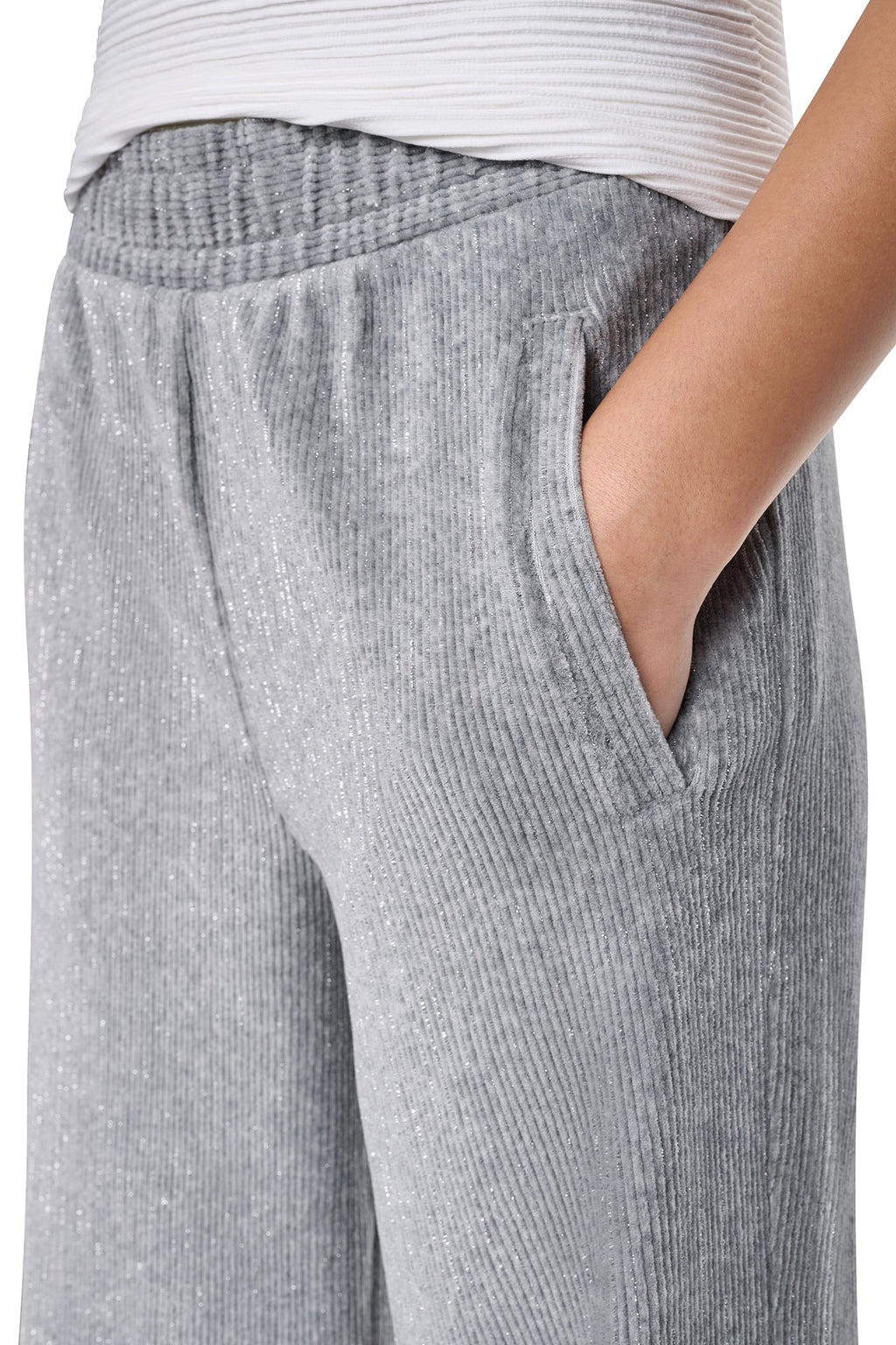 METALLIC VELVET PULL ON SWEATER PANT