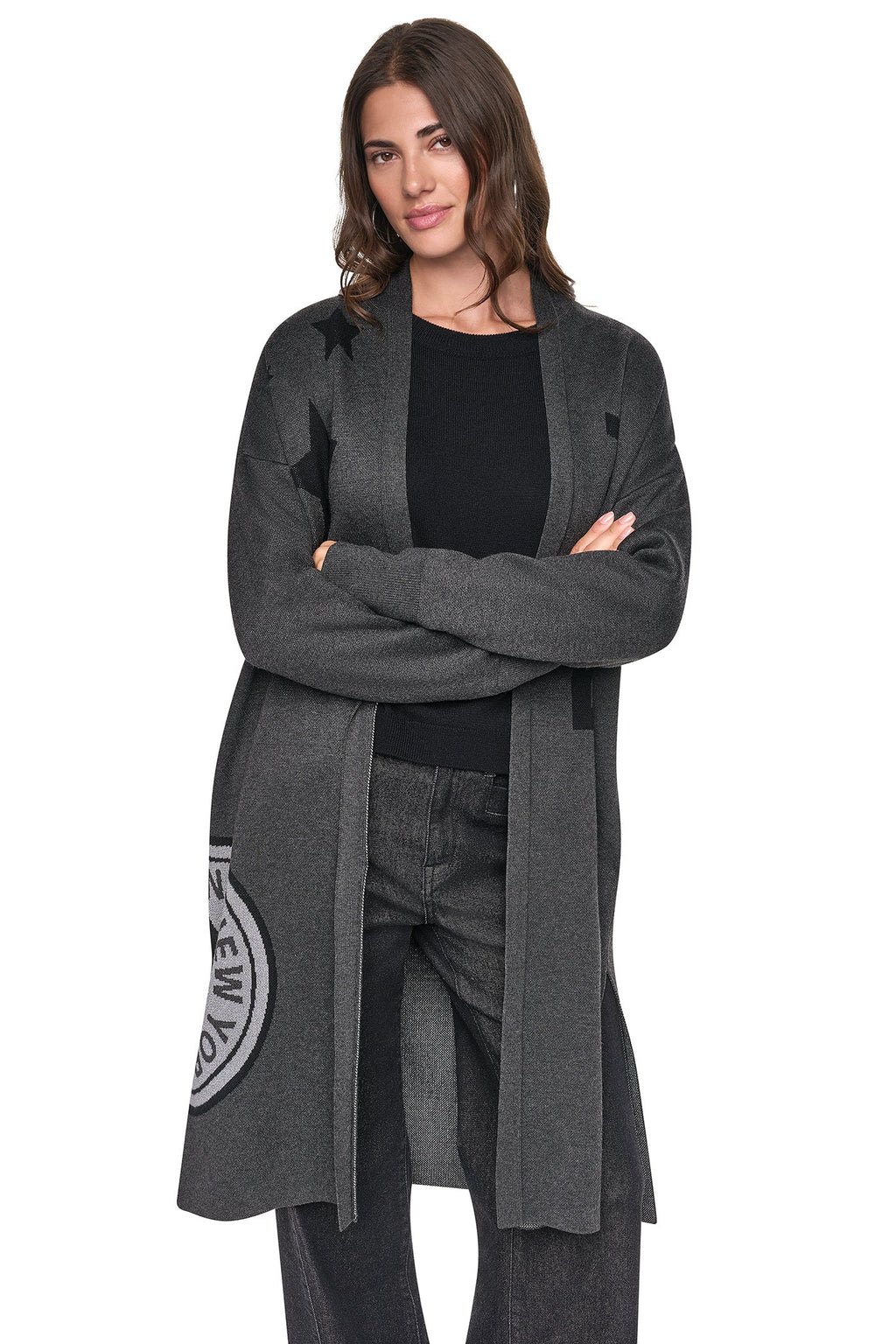 OVERSIZED METALLIC PATCH CARDIGAN