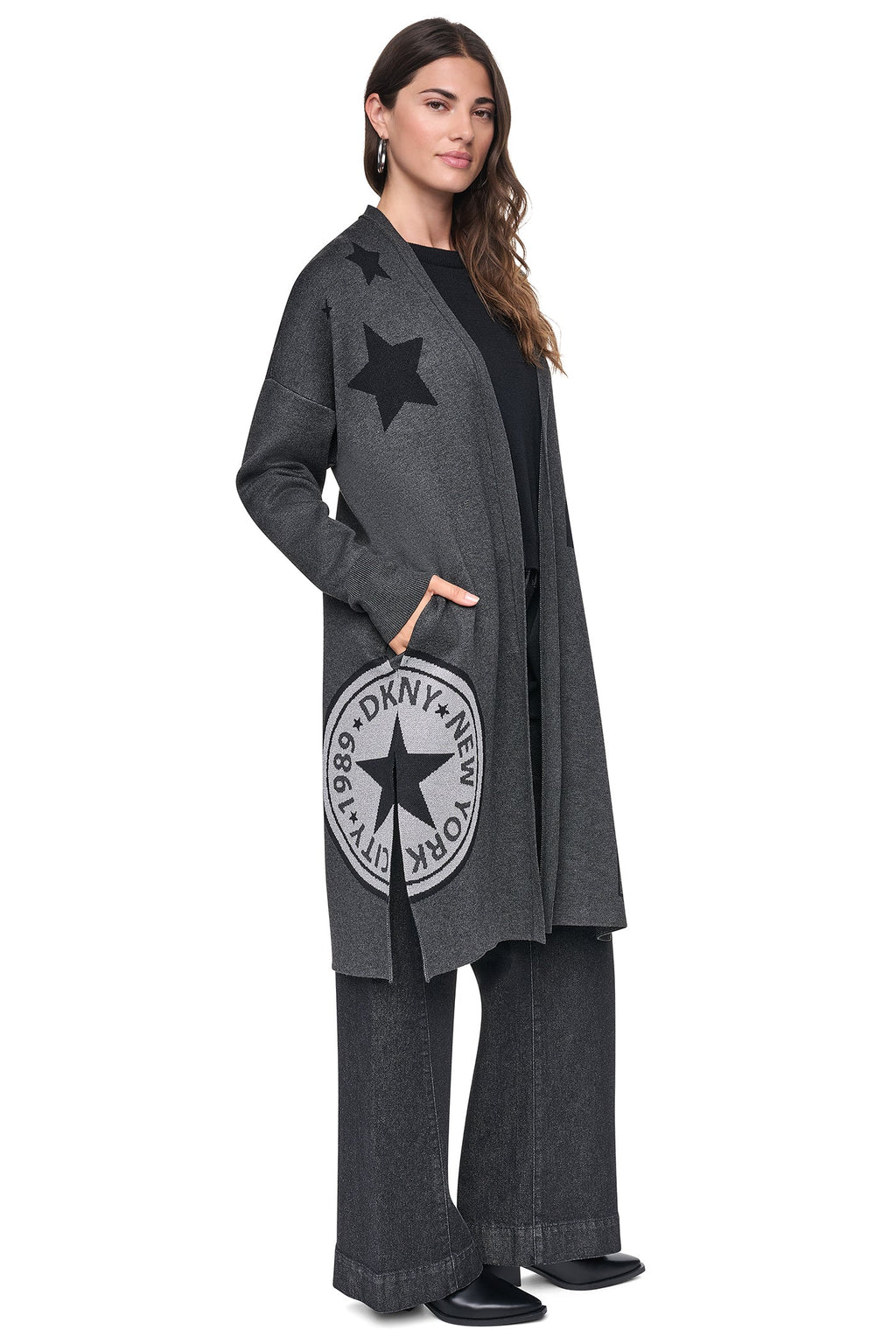 OVERSIZED METALLIC PATCH CARDIGAN