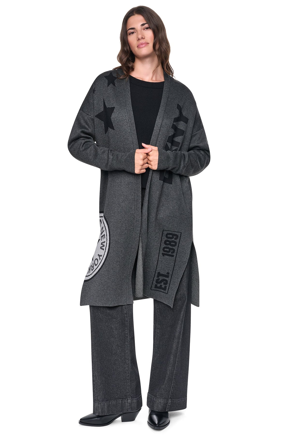 OVERSIZED METALLIC PATCH CARDIGAN