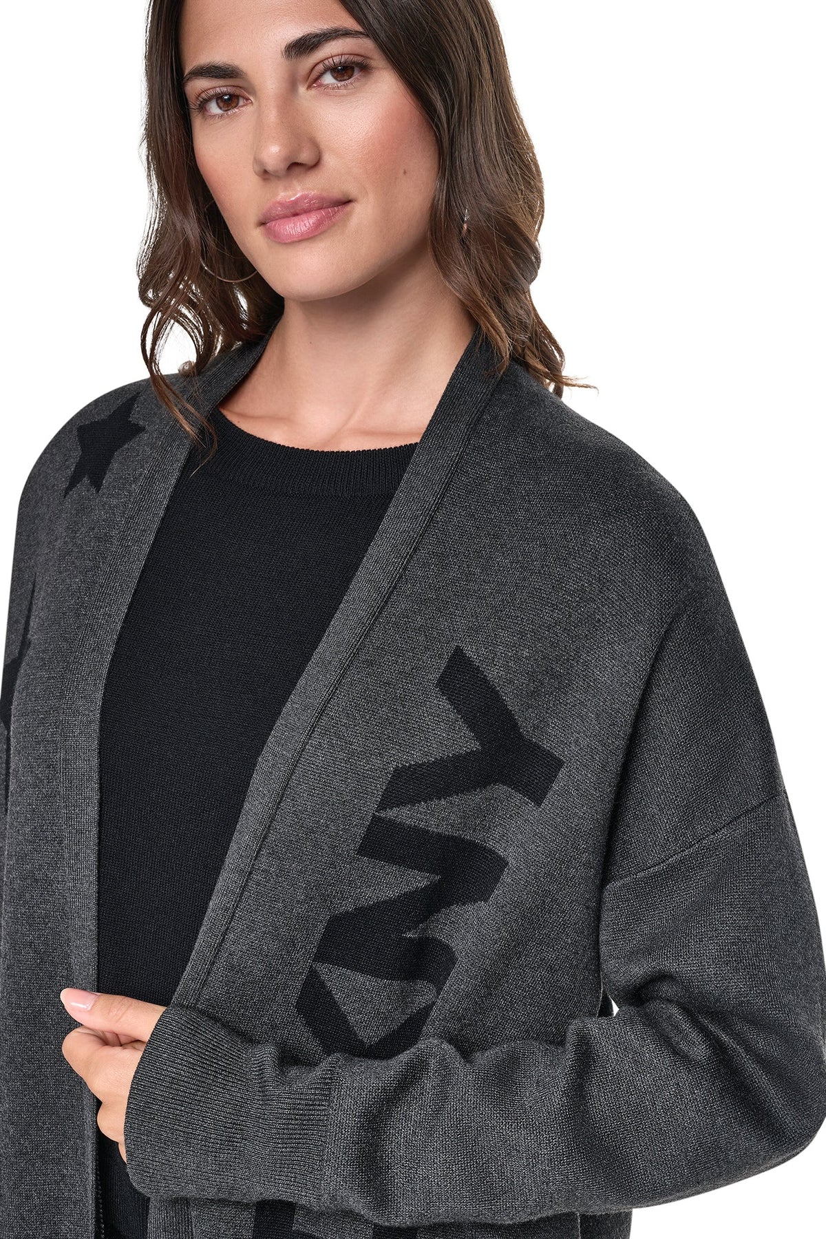 OVERSIZED METALLIC PATCH CARDIGAN