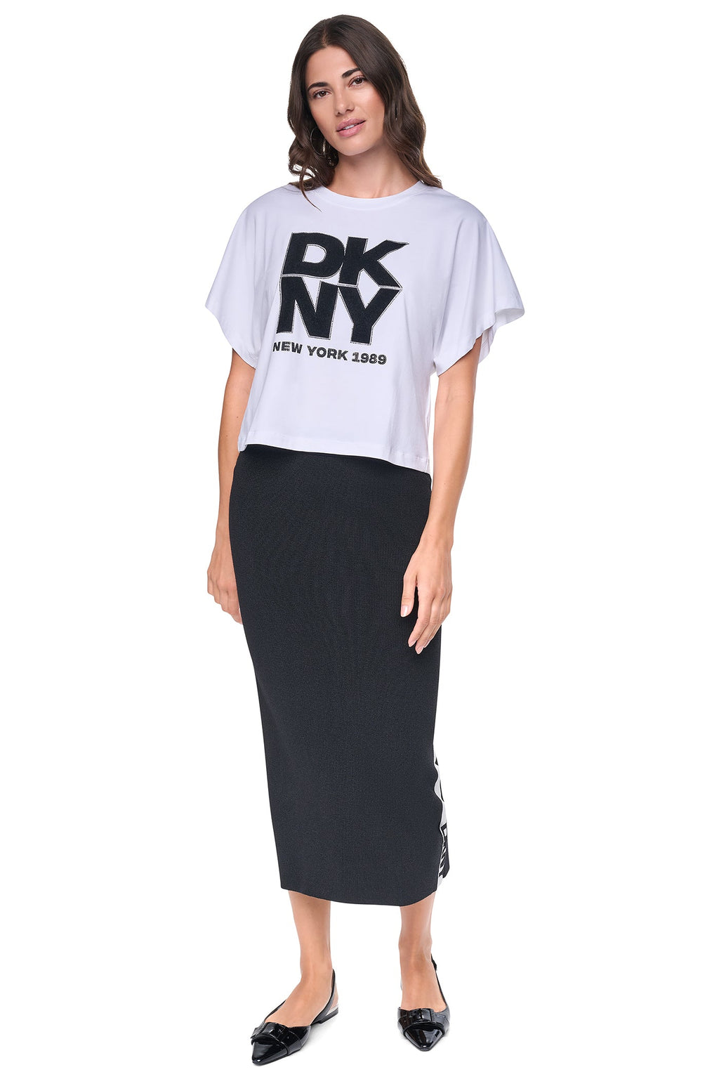 LOGO STRIPE SWEATER SKIRT