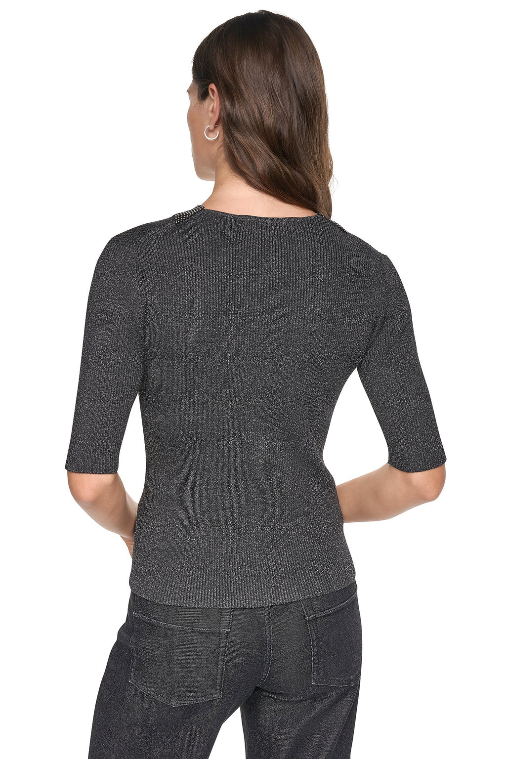 EMBELLISHED METALLIC SWEATER