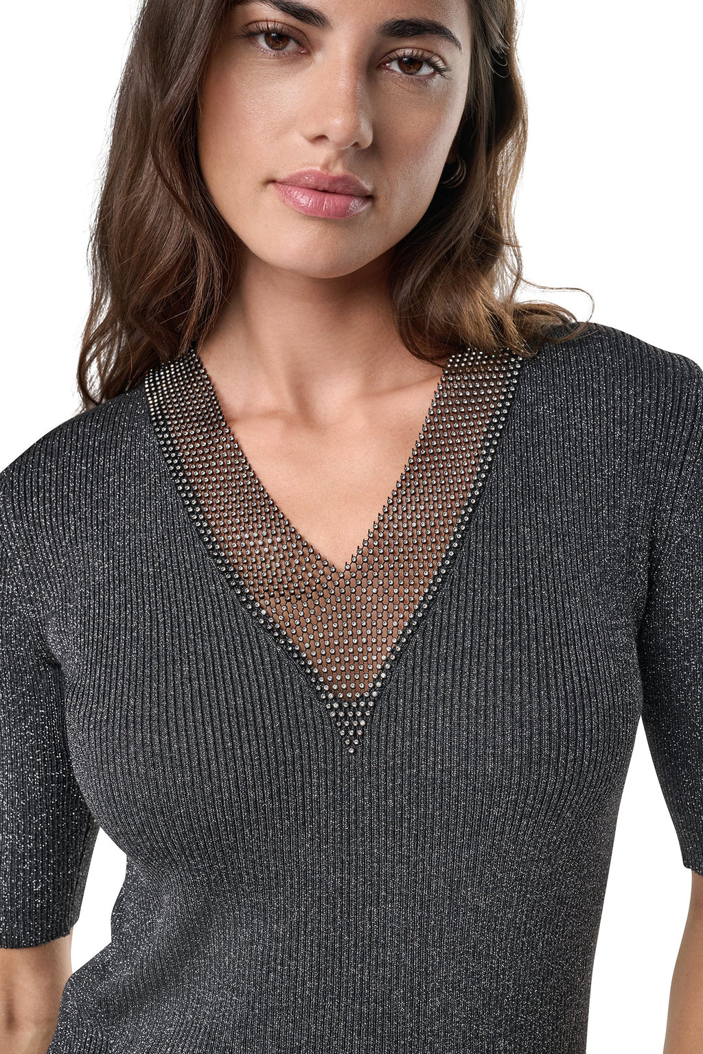 EMBELLISHED METALLIC SWEATER