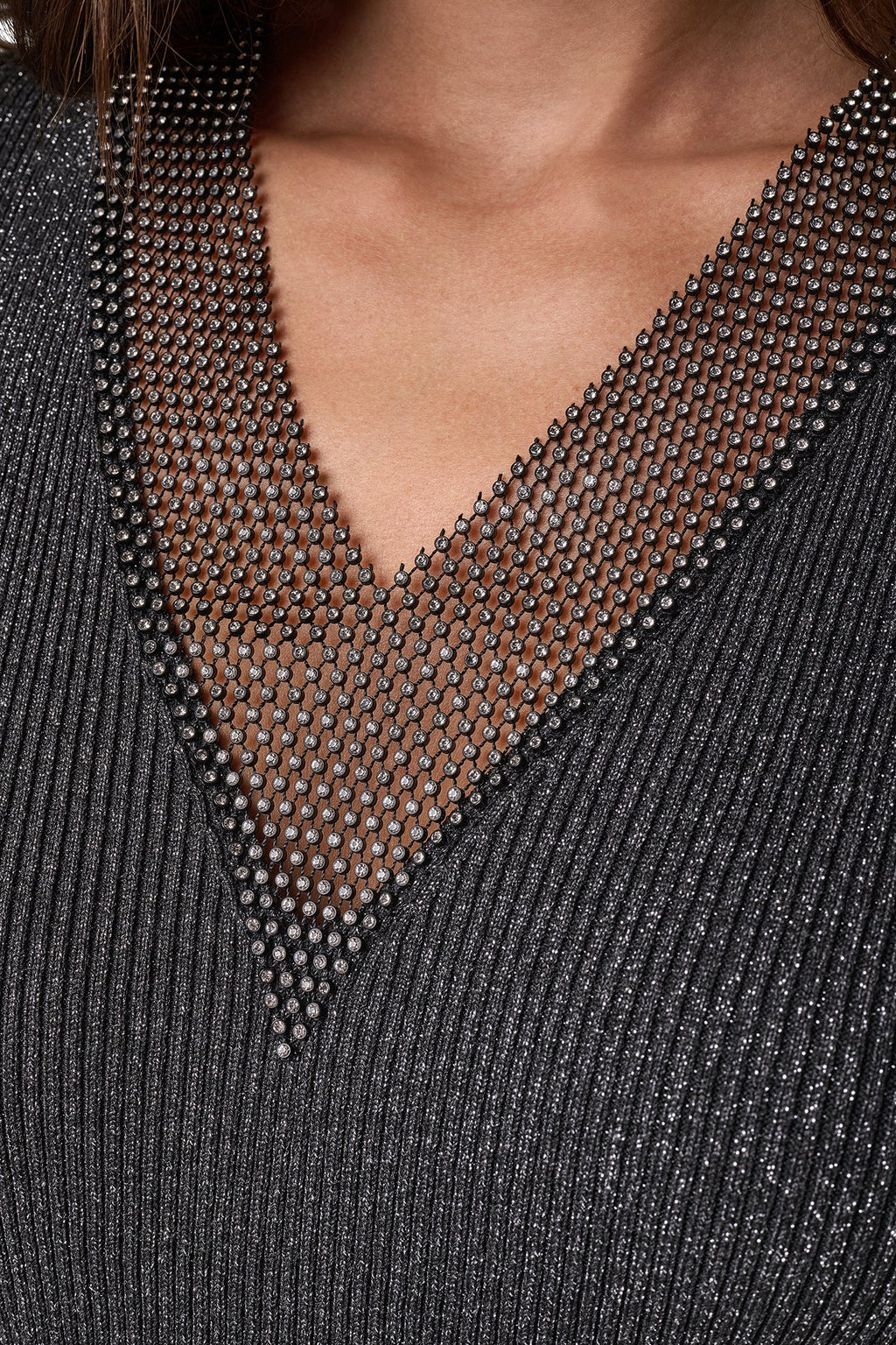 EMBELLISHED METALLIC SWEATER