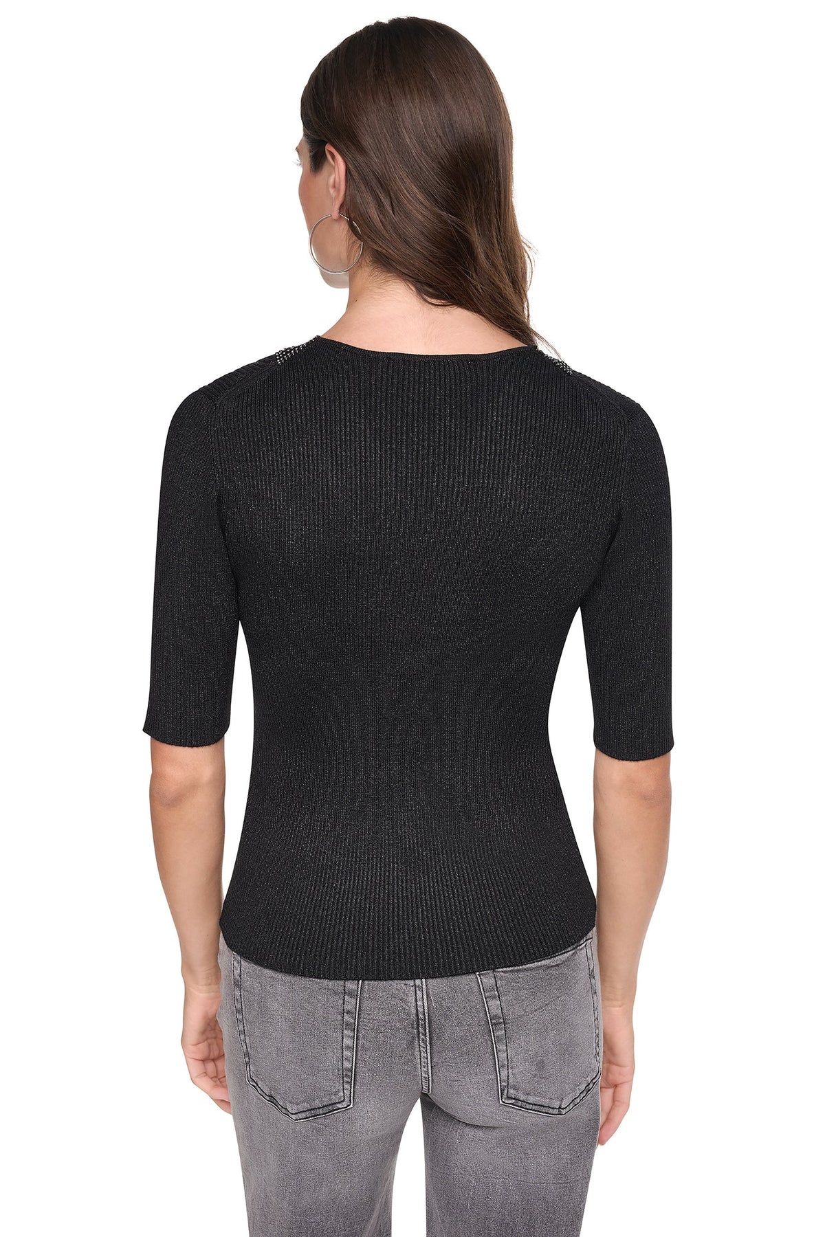 EMBELLISHED METALLIC SWEATER
