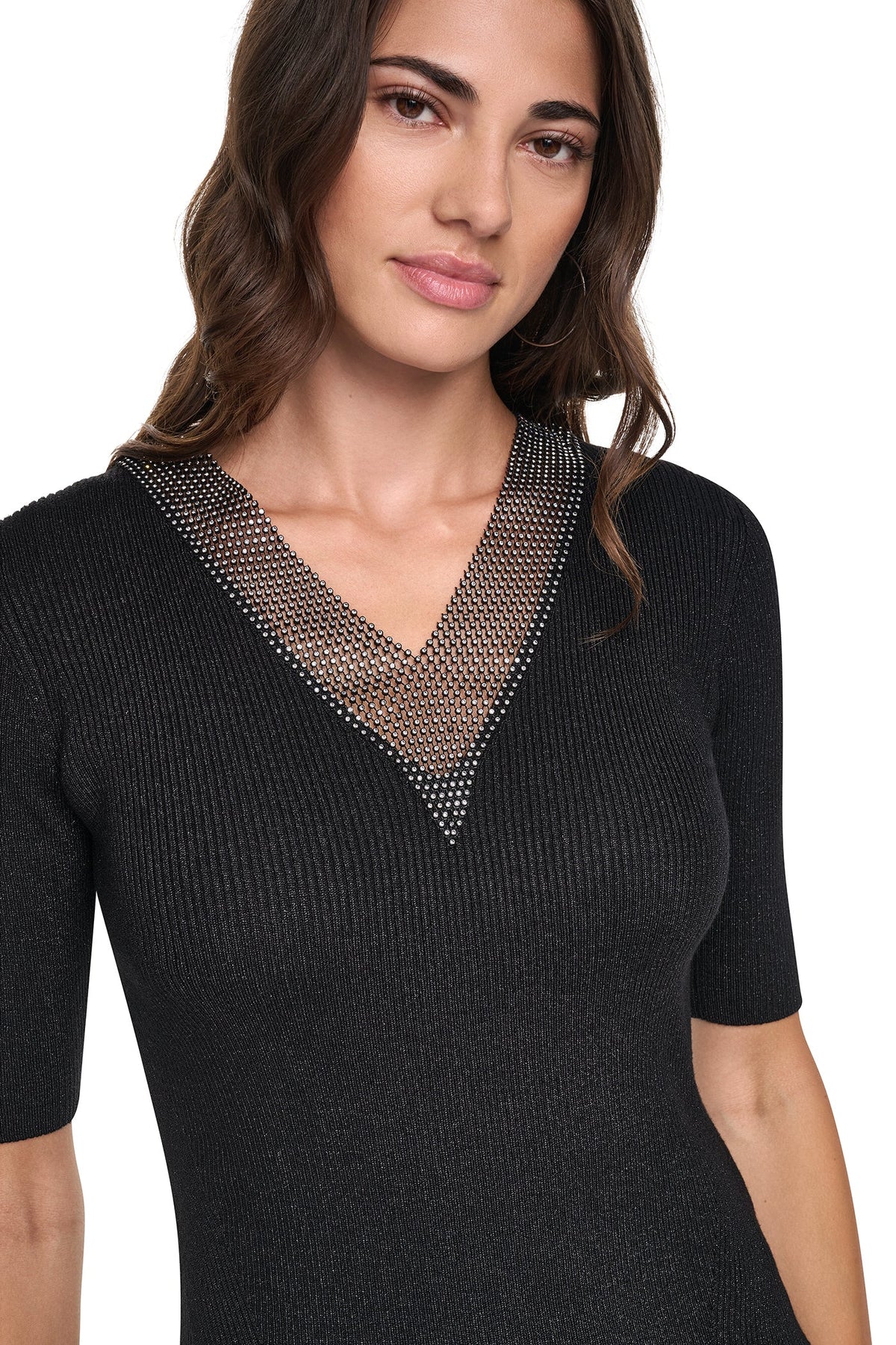 EMBELLISHED METALLIC SWEATER